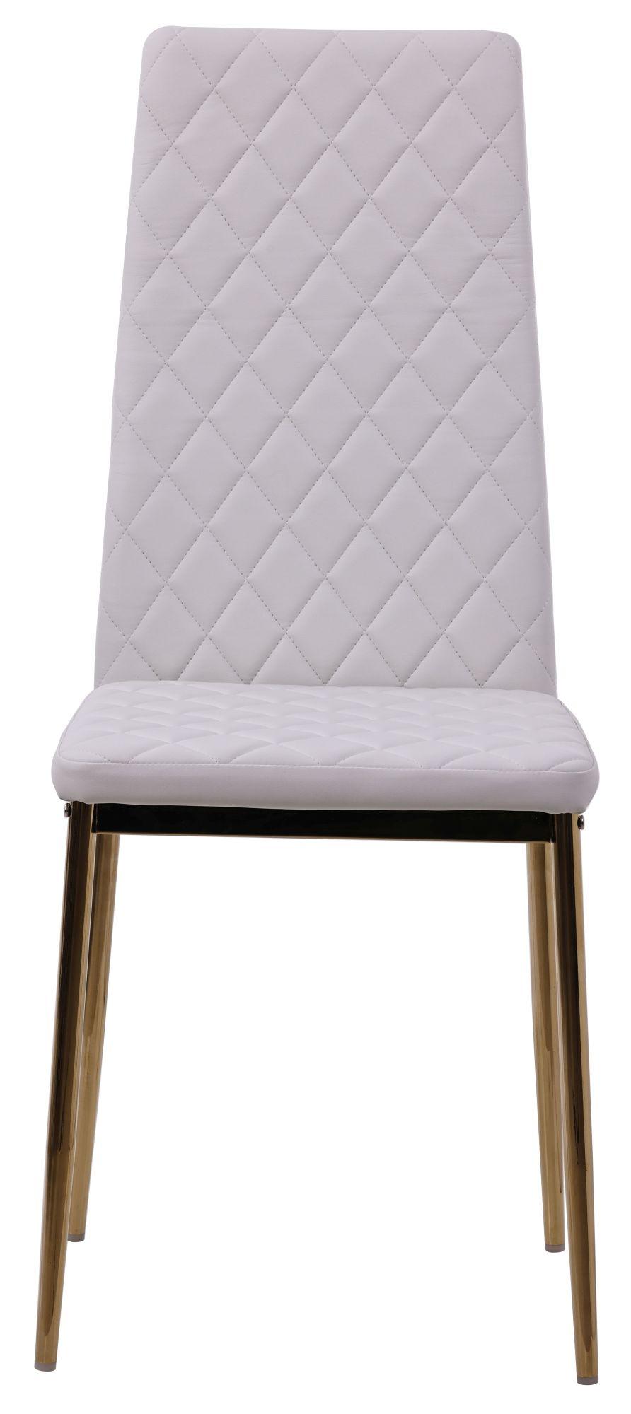Product photograph of 6 X Metro Dining Chairs In White Colour Leather And Gold Metal Legs from Choice Furniture Superstore.
