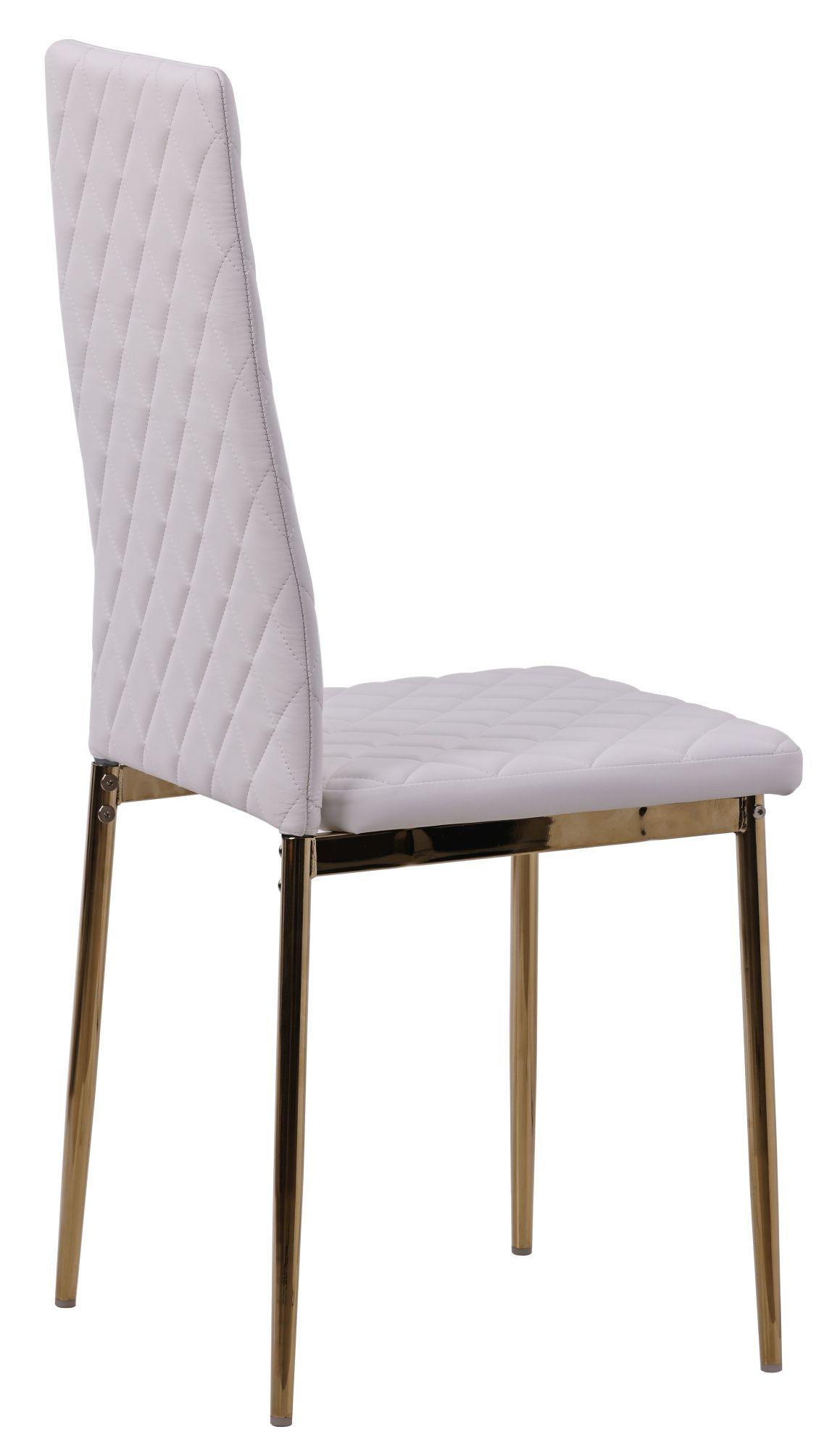 Product photograph of 6 X Metro Dining Chairs In White Colour Leather And Gold Metal Legs from Choice Furniture Superstore.