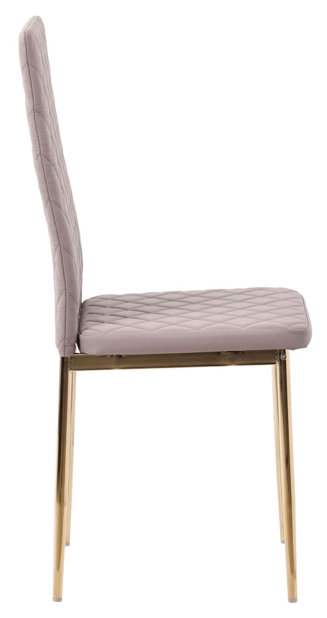 Product photograph of 6 X Metro Dining Chairs In Beige Colour Leather And Gold Metal Legs from Choice Furniture Superstore.