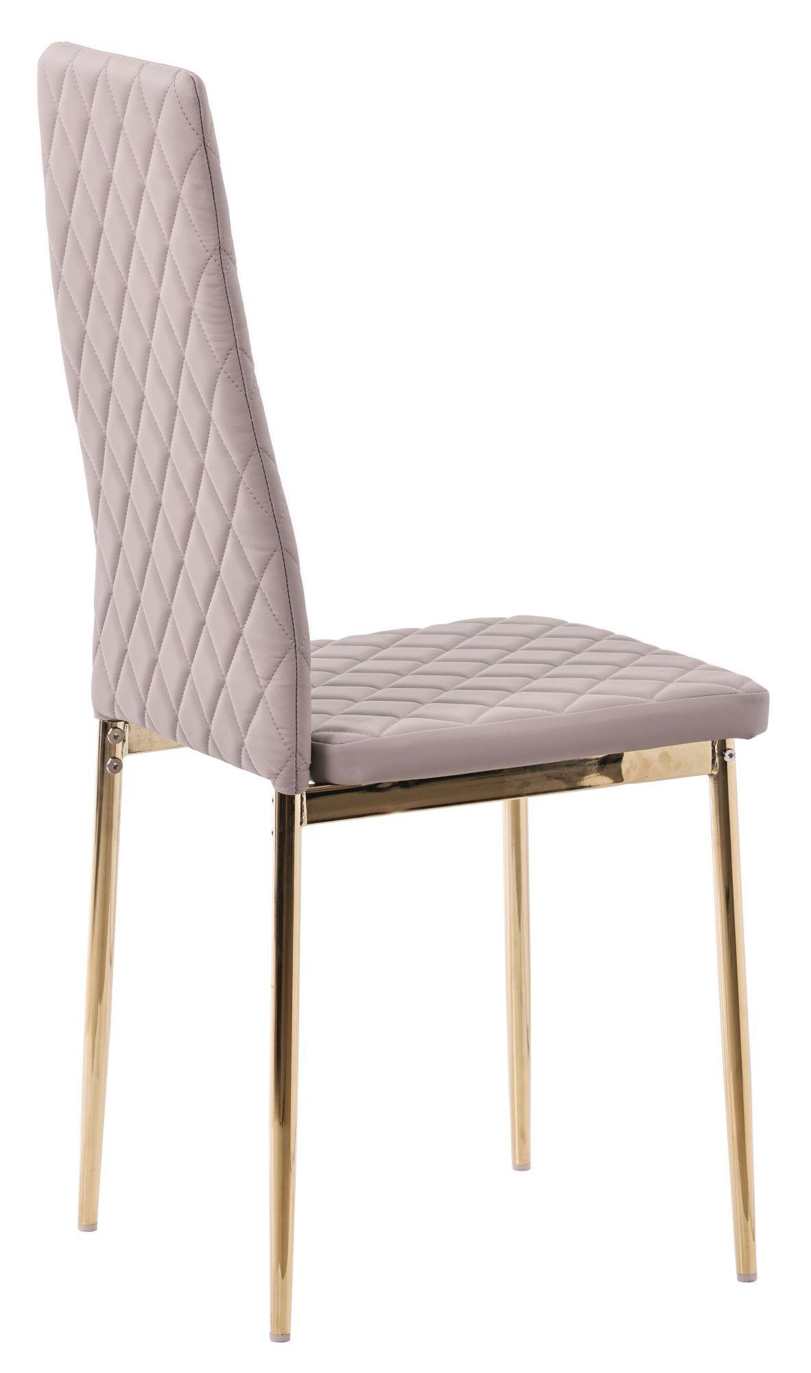 Product photograph of 6 X Metro Dining Chairs In Beige Colour Leather And Gold Metal Legs from Choice Furniture Superstore.