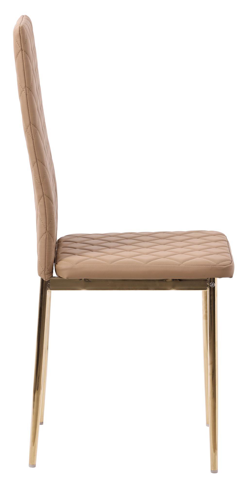Product photograph of 8 X Metro Dining Chairs In Cappuccino Colour Leather And Gold Metal Legs from Choice Furniture Superstore.