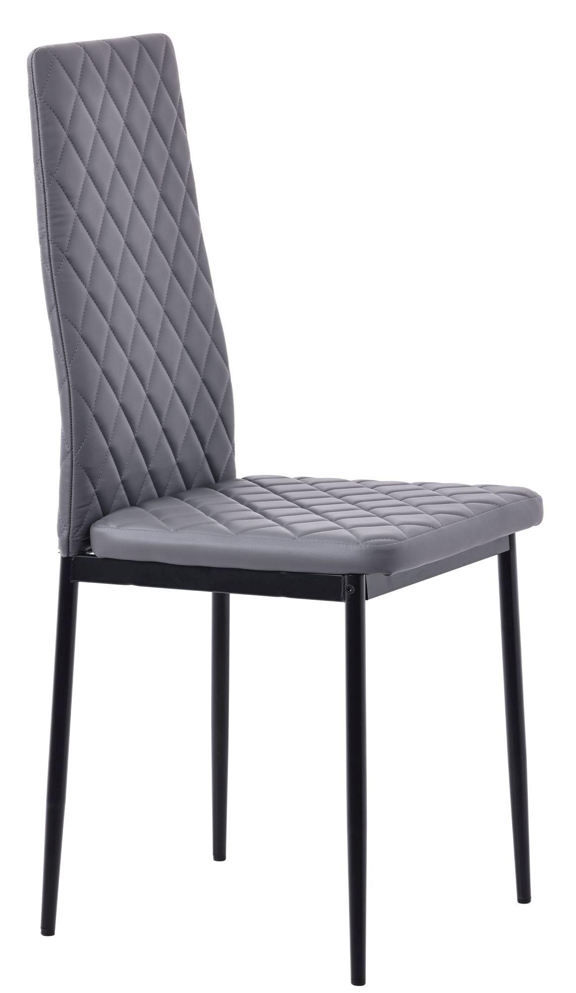 Product photograph of 6 X Metro Dining Chairs In Grey Colour Leather And Black Metal Legs from Choice Furniture Superstore.