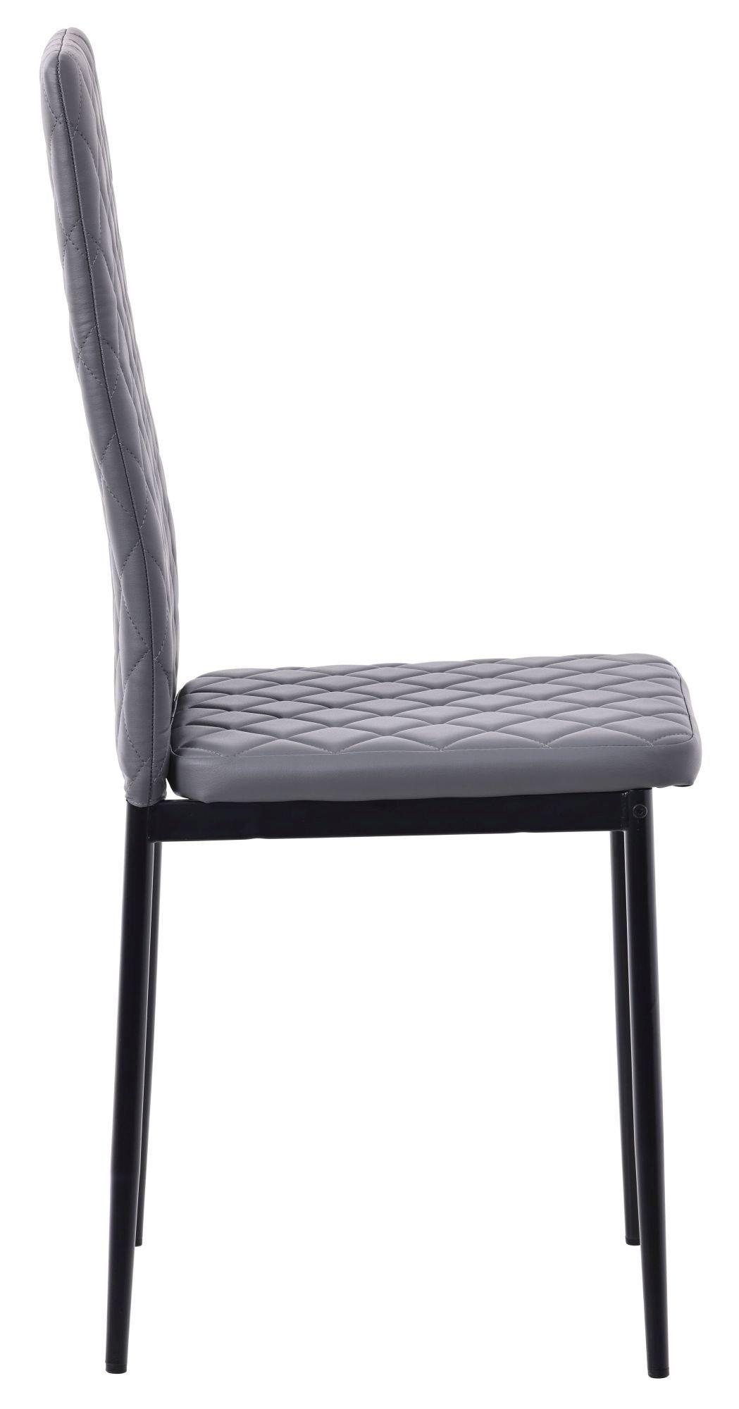 Product photograph of 6 X Metro Dining Chairs In Grey Colour Leather And Black Metal Legs from Choice Furniture Superstore.