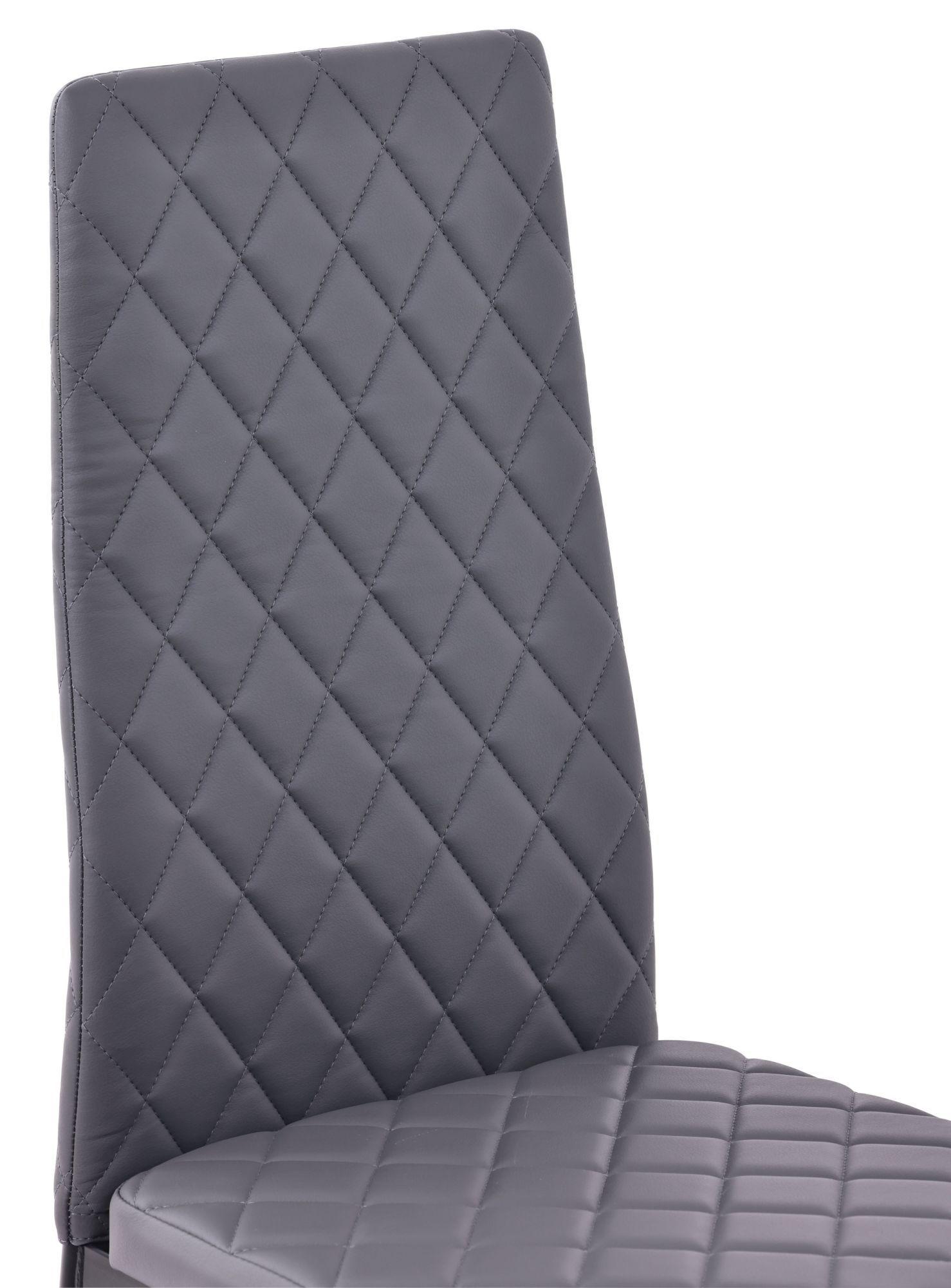 Product photograph of 6 X Metro Dining Chairs In Grey Colour Leather And Black Metal Legs from Choice Furniture Superstore.