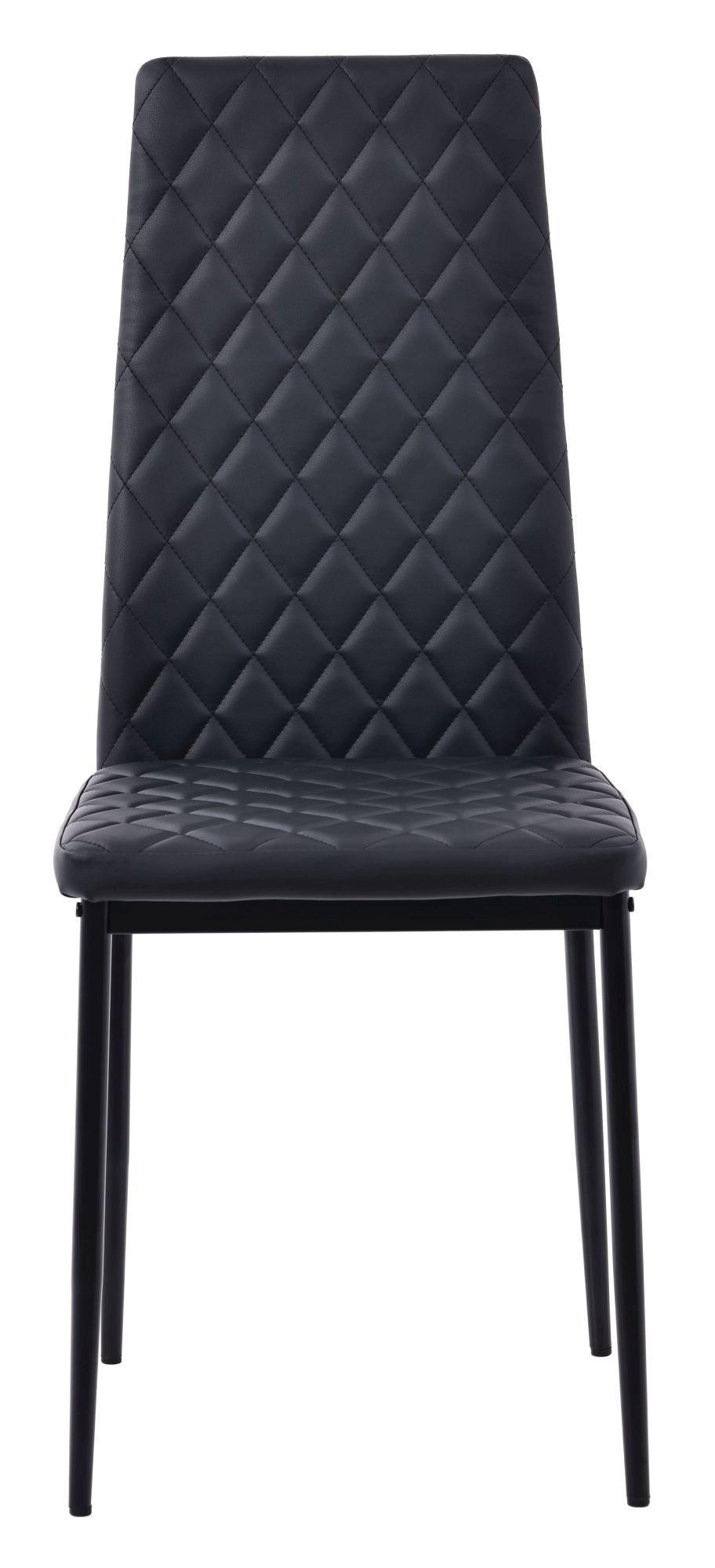 Product photograph of 6 X Metro Dining Chairs In Black Colour Leather And Black Metal Legs from Choice Furniture Superstore.