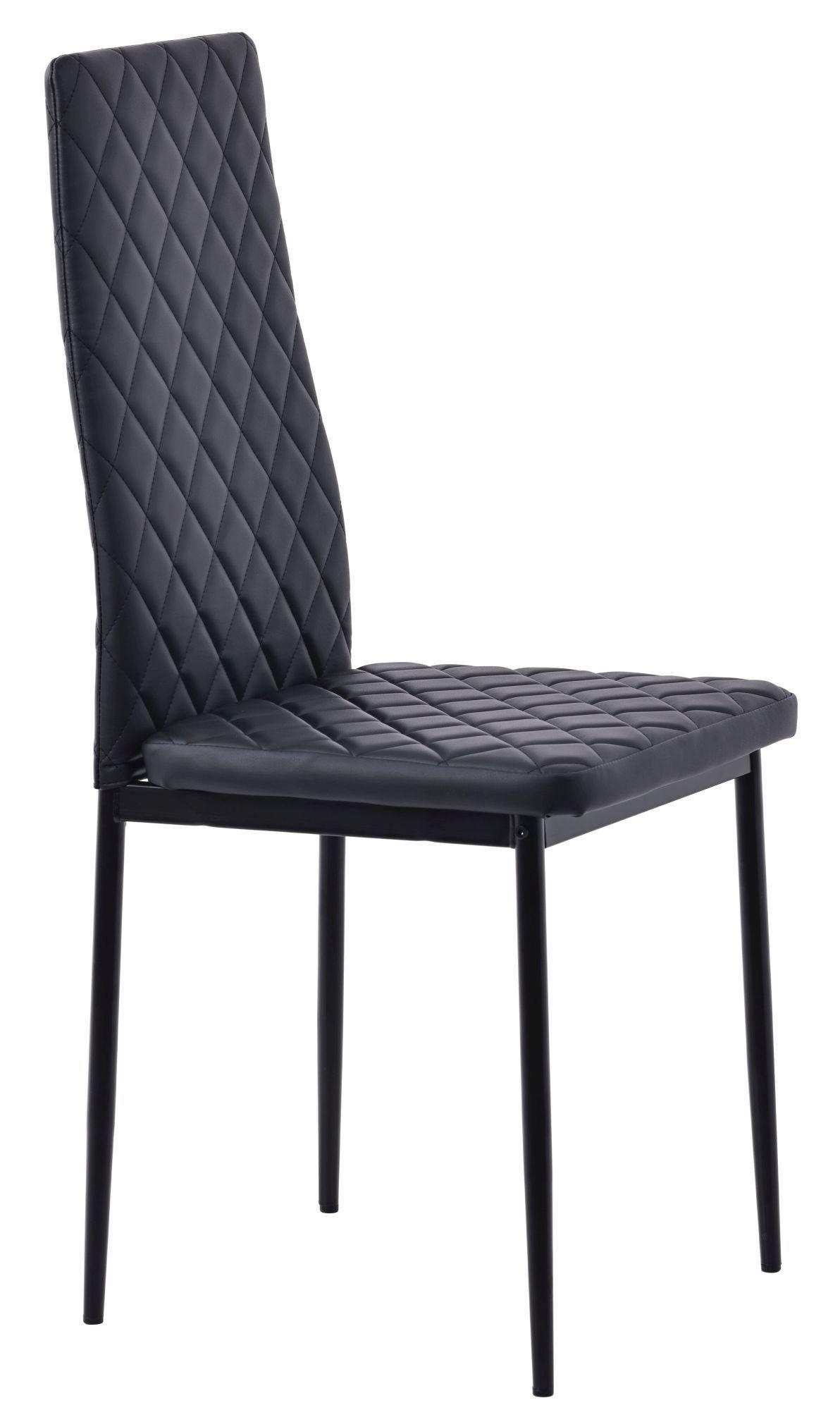 Product photograph of 6 X Metro Dining Chairs In Black Colour Leather And Black Metal Legs from Choice Furniture Superstore.