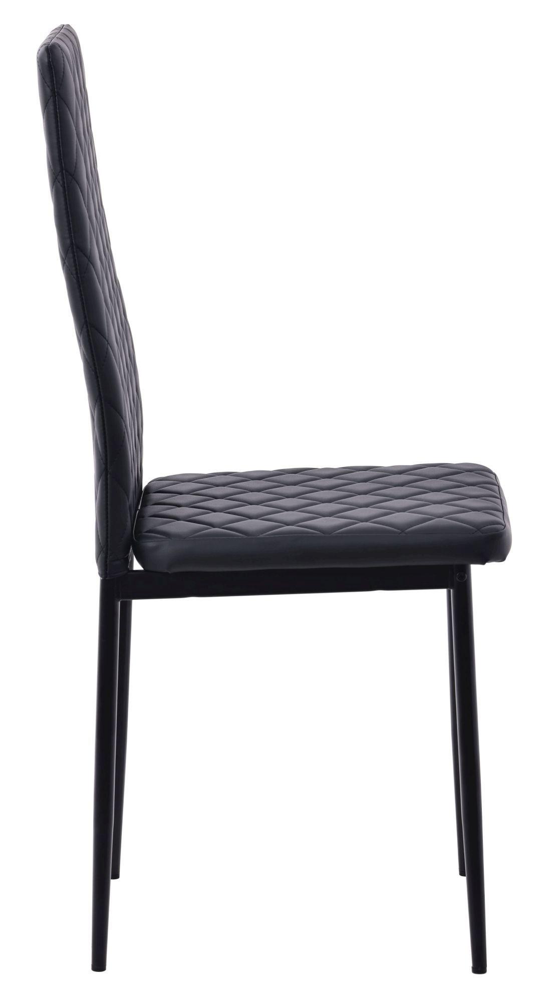 Product photograph of 6 X Metro Dining Chairs In Black Colour Leather And Black Metal Legs from Choice Furniture Superstore.