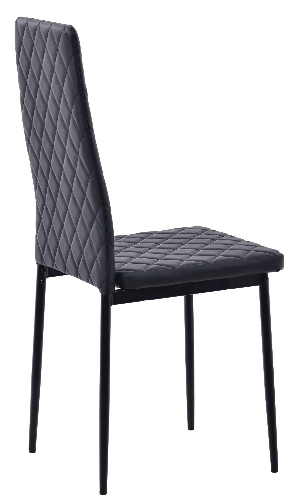 Product photograph of 6 X Metro Dining Chairs In Black Colour Leather And Black Metal Legs from Choice Furniture Superstore.