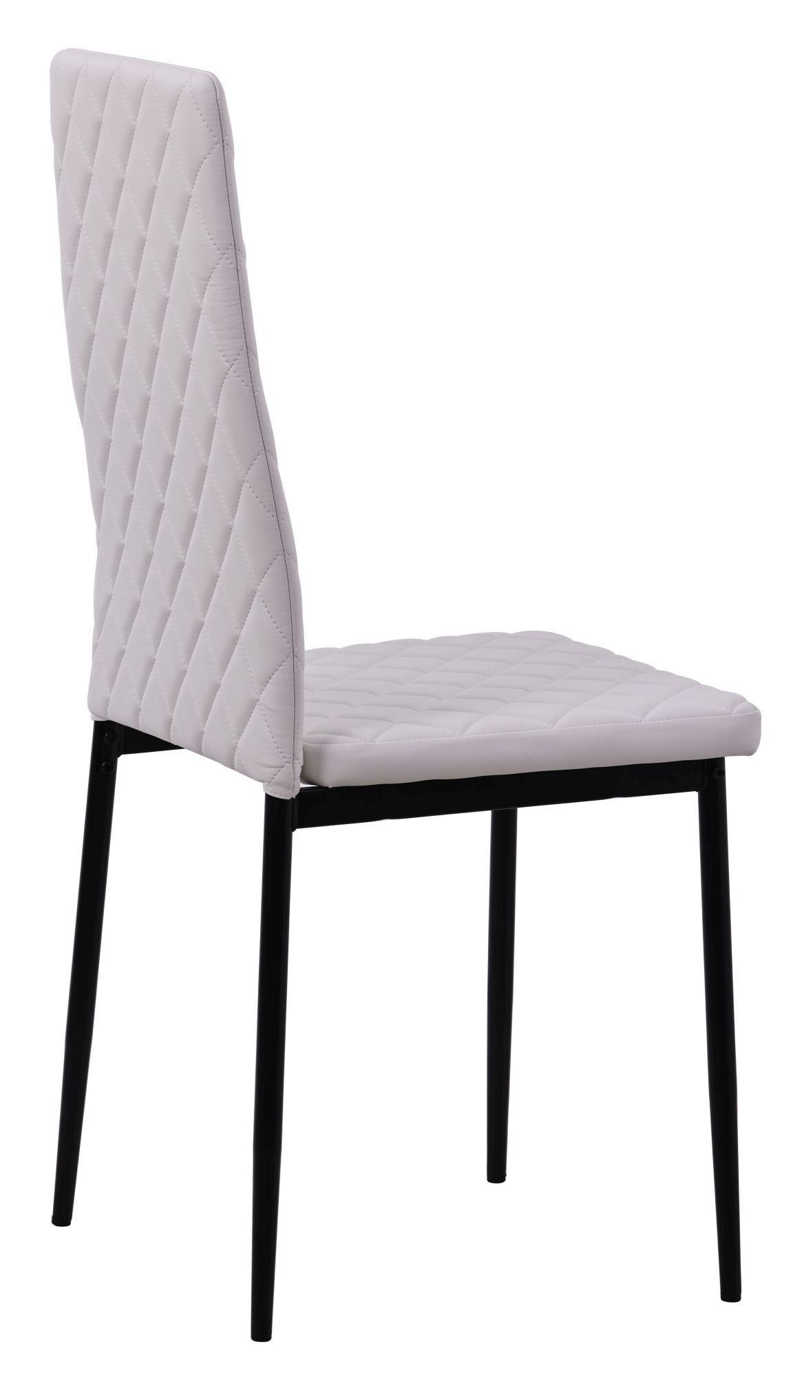 Product photograph of 6 X Metro Dining Chairs In White Colour Leather And Black Metal Legs from Choice Furniture Superstore.
