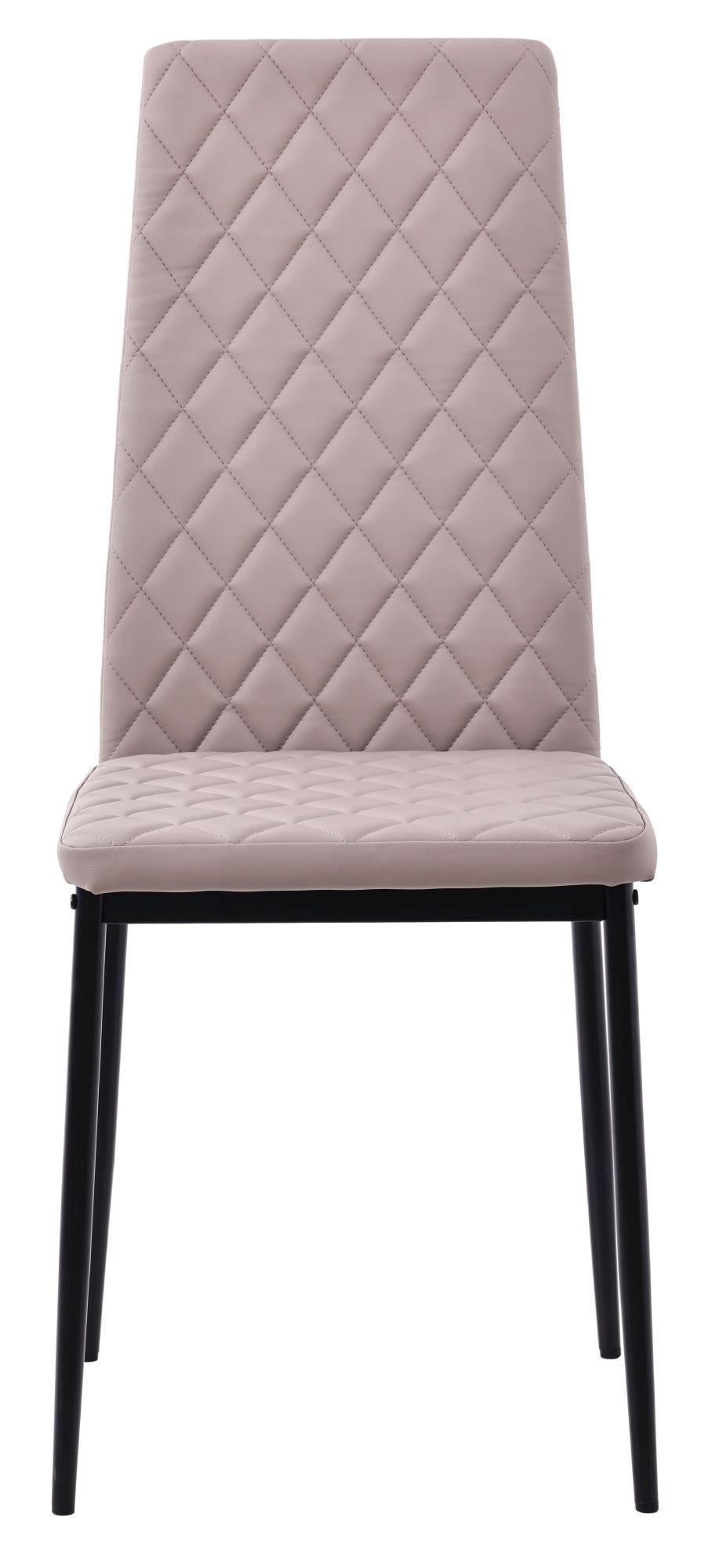 Product photograph of 6 X Metro Dining Chairs In Beige Colour Leather And Black Metal Legs from Choice Furniture Superstore.