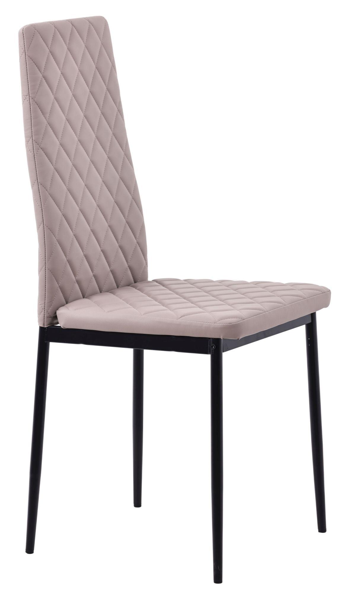 Product photograph of 6 X Metro Dining Chairs In Beige Colour Leather And Black Metal Legs from Choice Furniture Superstore.