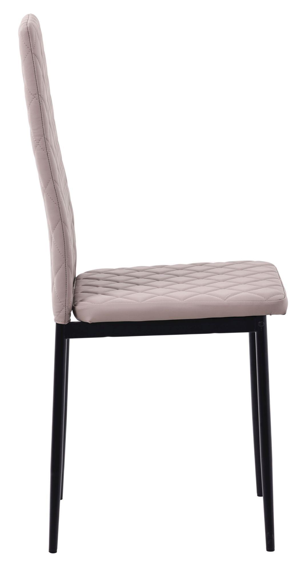 Product photograph of 6 X Metro Dining Chairs In Beige Colour Leather And Black Metal Legs from Choice Furniture Superstore.