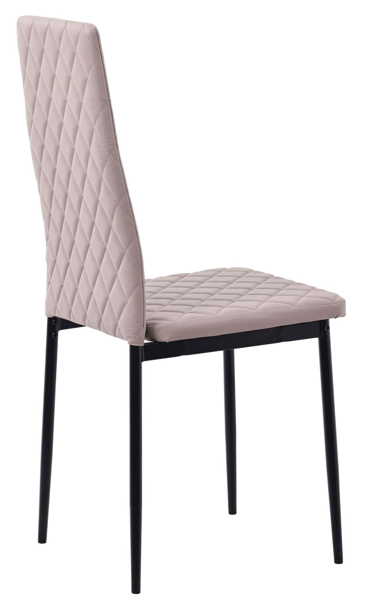 Product photograph of 6 X Metro Dining Chairs In Beige Colour Leather And Black Metal Legs from Choice Furniture Superstore.