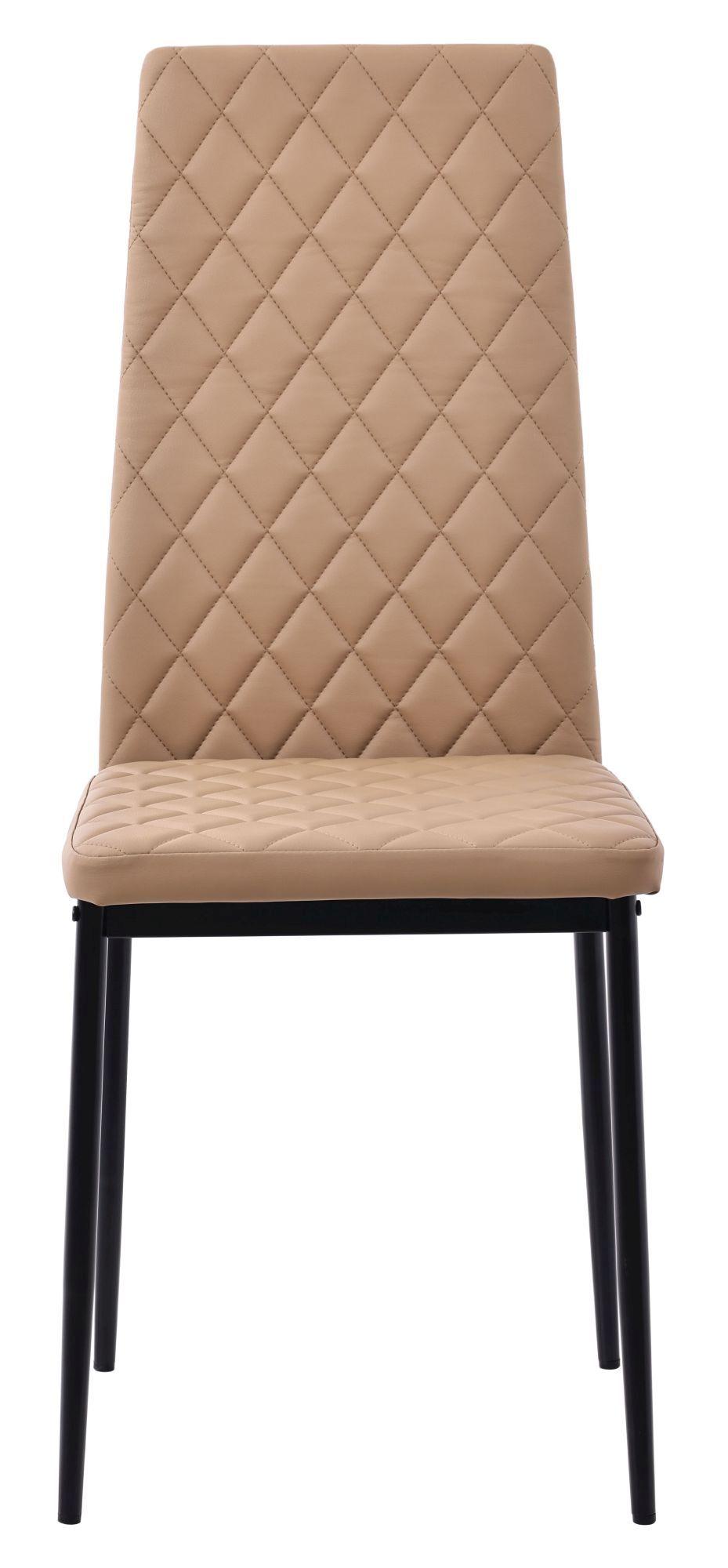 Product photograph of 6 X Metro Dining Chairs In Cappuccino Colour Leather And Black Metal Legs from Choice Furniture Superstore.