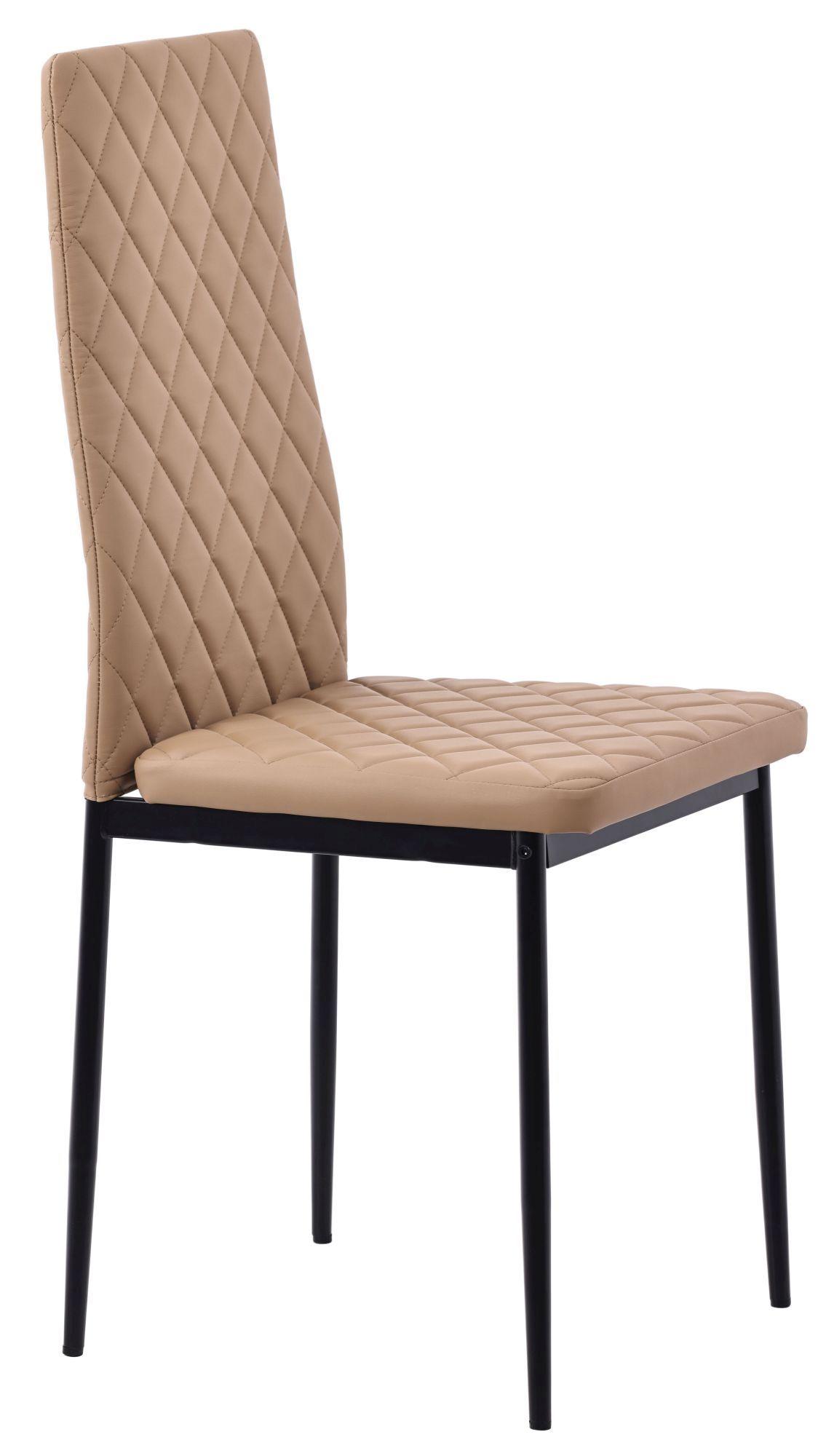 Product photograph of 6 X Metro Dining Chairs In Cappuccino Colour Leather And Black Metal Legs from Choice Furniture Superstore.