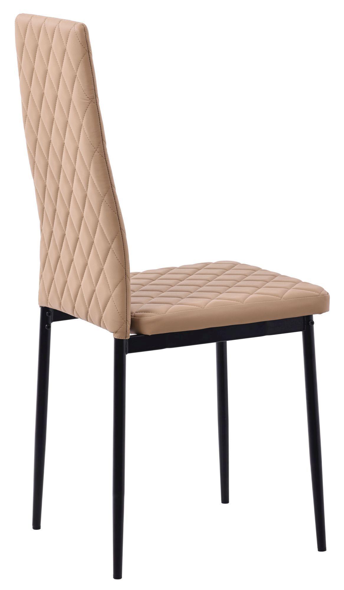 Product photograph of 6 X Metro Dining Chairs In Cappuccino Colour Leather And Black Metal Legs from Choice Furniture Superstore.