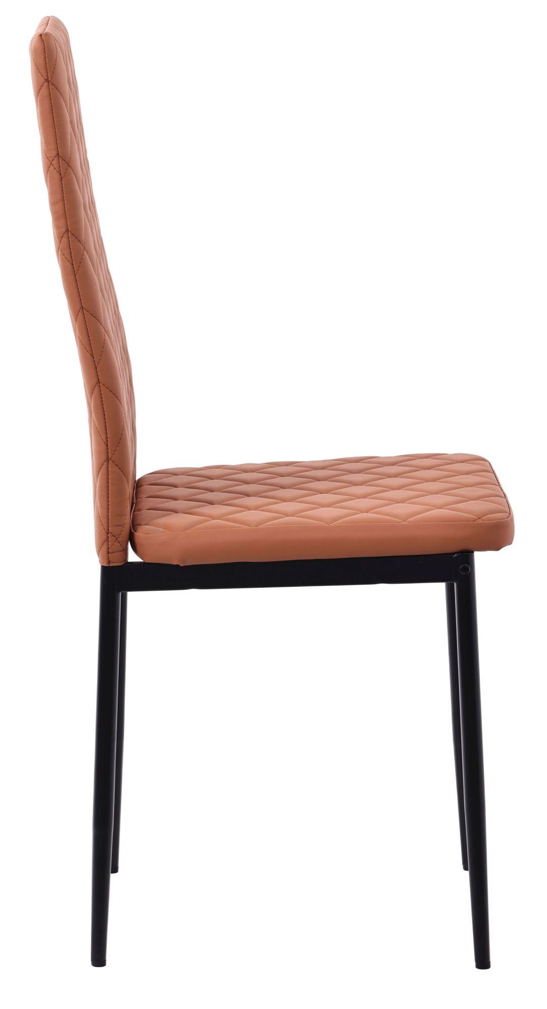 Product photograph of 6 X Metro Dining Chairs In Burnt Orange Colour Leather And Black Metal Legs from Choice Furniture Superstore.