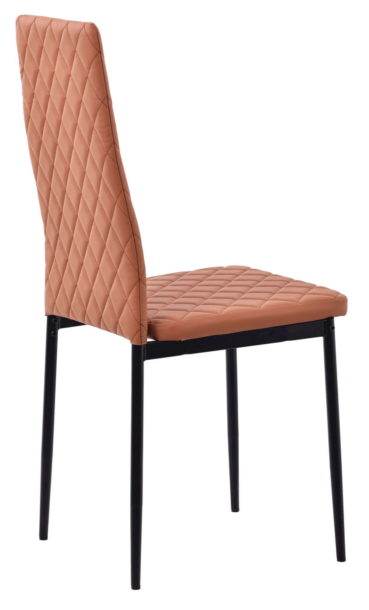 Product photograph of 6 X Metro Dining Chairs In Burnt Orange Colour Leather And Black Metal Legs from Choice Furniture Superstore.
