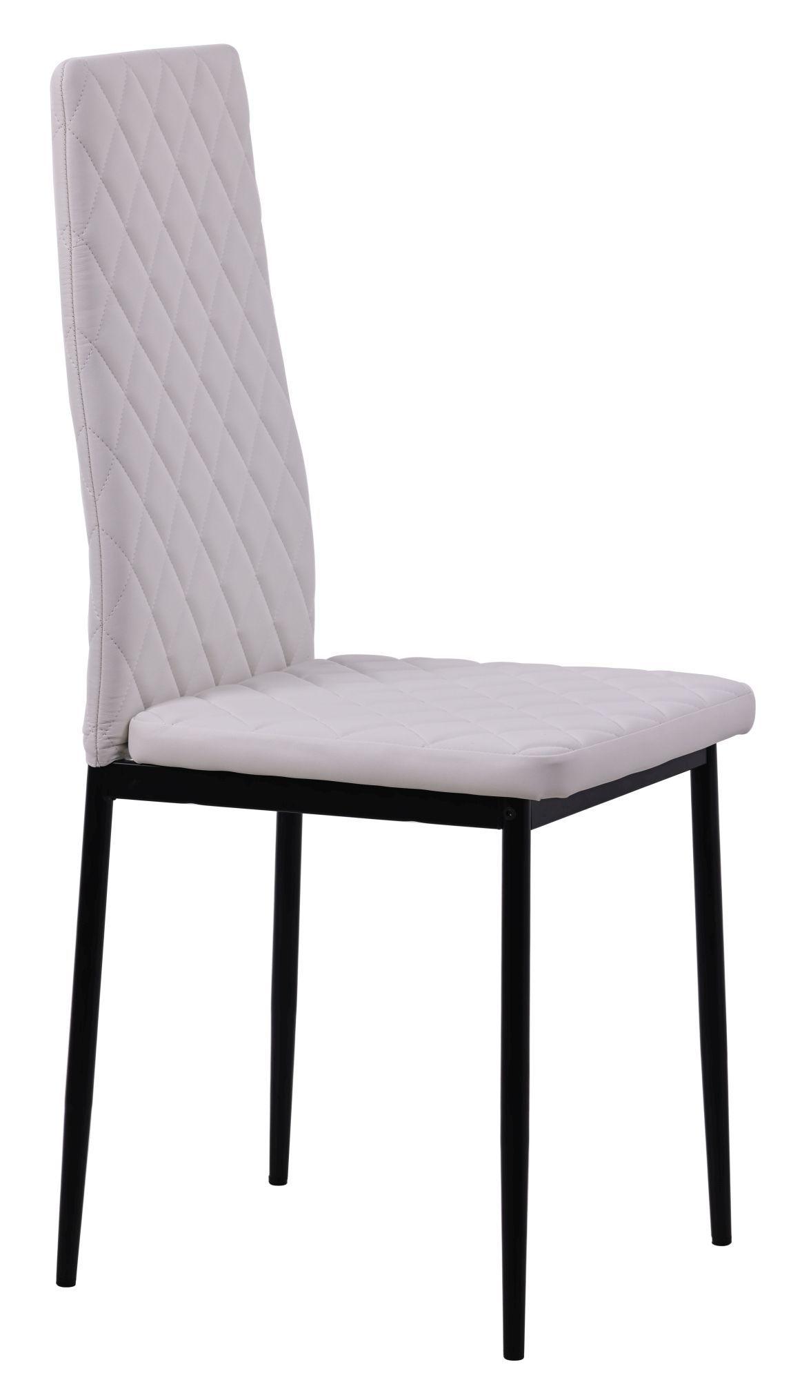 Product photograph of 8 X Metro Dining Chairs In White Colour Leather And Black Metal Legs from Choice Furniture Superstore.