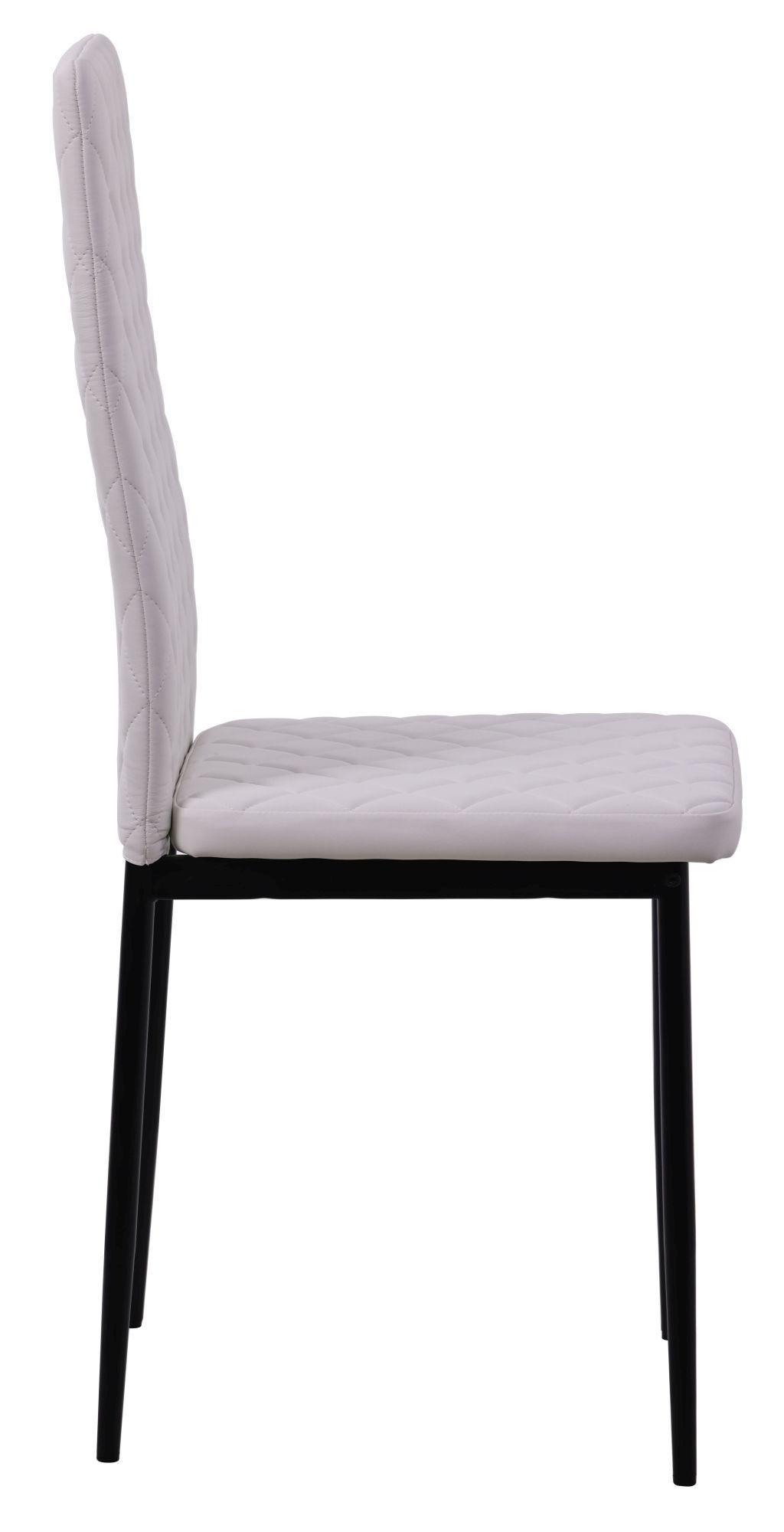 Product photograph of 8 X Metro Dining Chairs In White Colour Leather And Black Metal Legs from Choice Furniture Superstore.