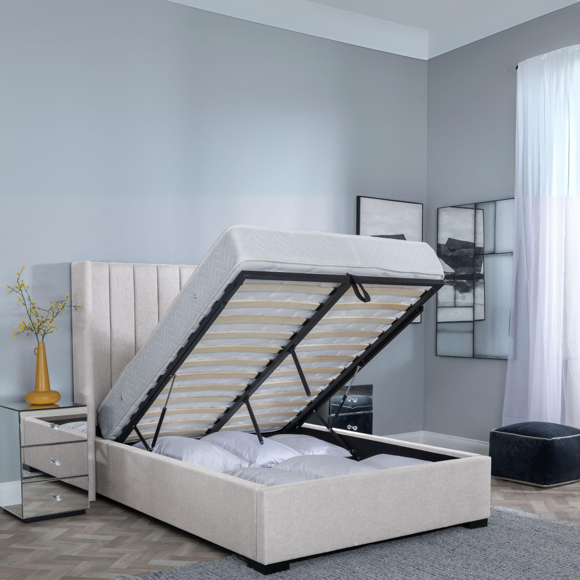 Product photograph of Annabelle Boucle Fabric Ottoman Storage Bed - Get Duvet Cover Set Free from Choice Furniture Superstore.