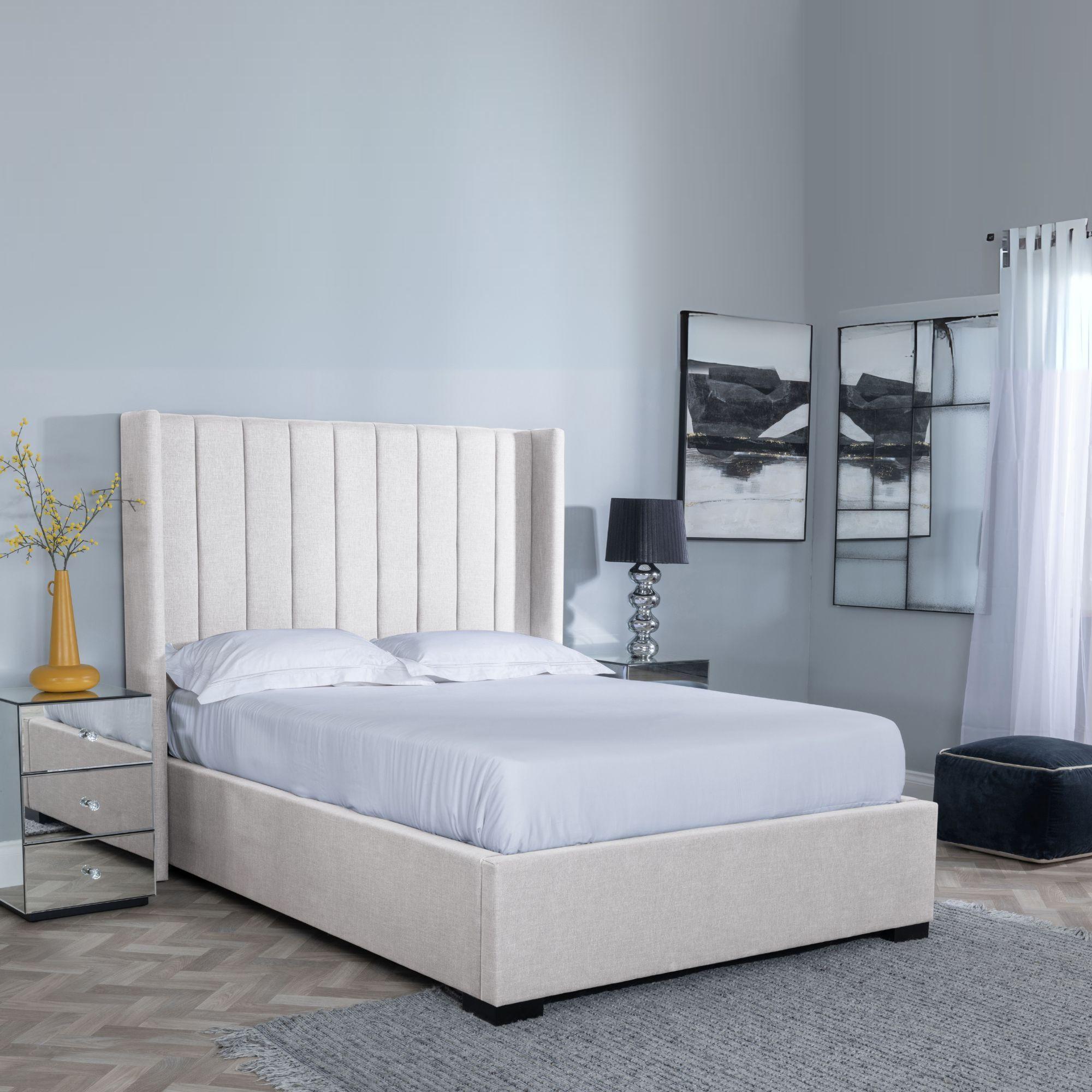 Product photograph of Annabelle Boucle Fabric Ottoman Storage Bed - Get Duvet Cover Set Free from Choice Furniture Superstore.