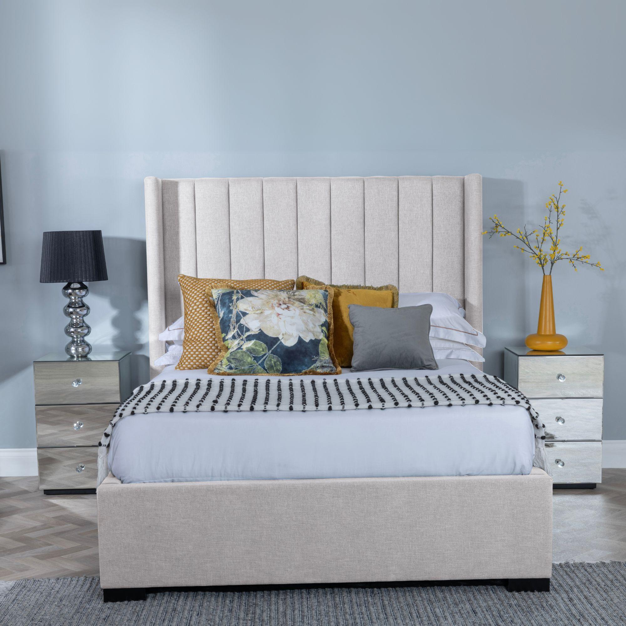 Product photograph of Annabelle Boucle Fabric Ottoman Storage Bed - Get Duvet Cover Set Free from Choice Furniture Superstore.
