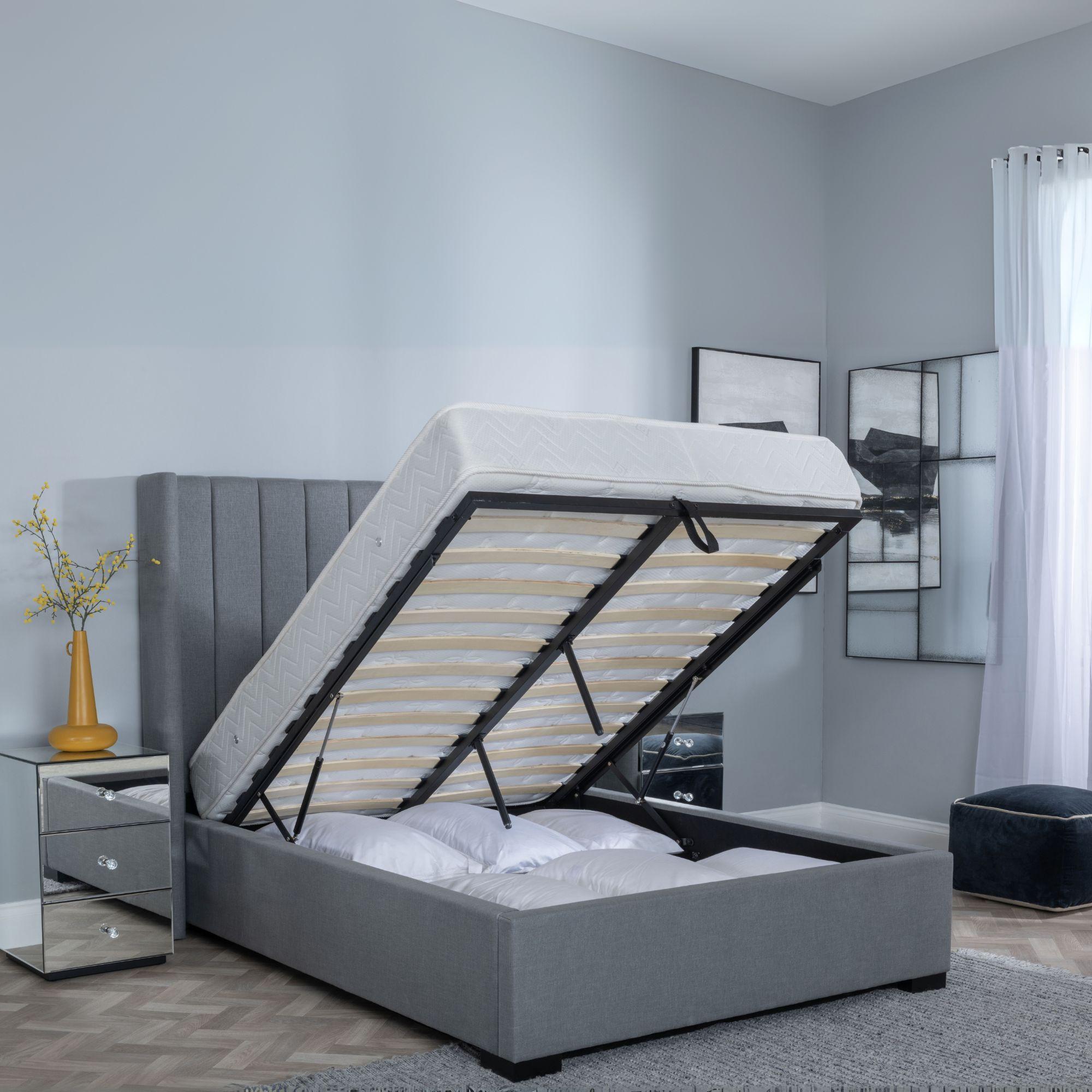 Product photograph of Annabelle Dark Grey Fabric Ottoman Storage Bed from Choice Furniture Superstore.