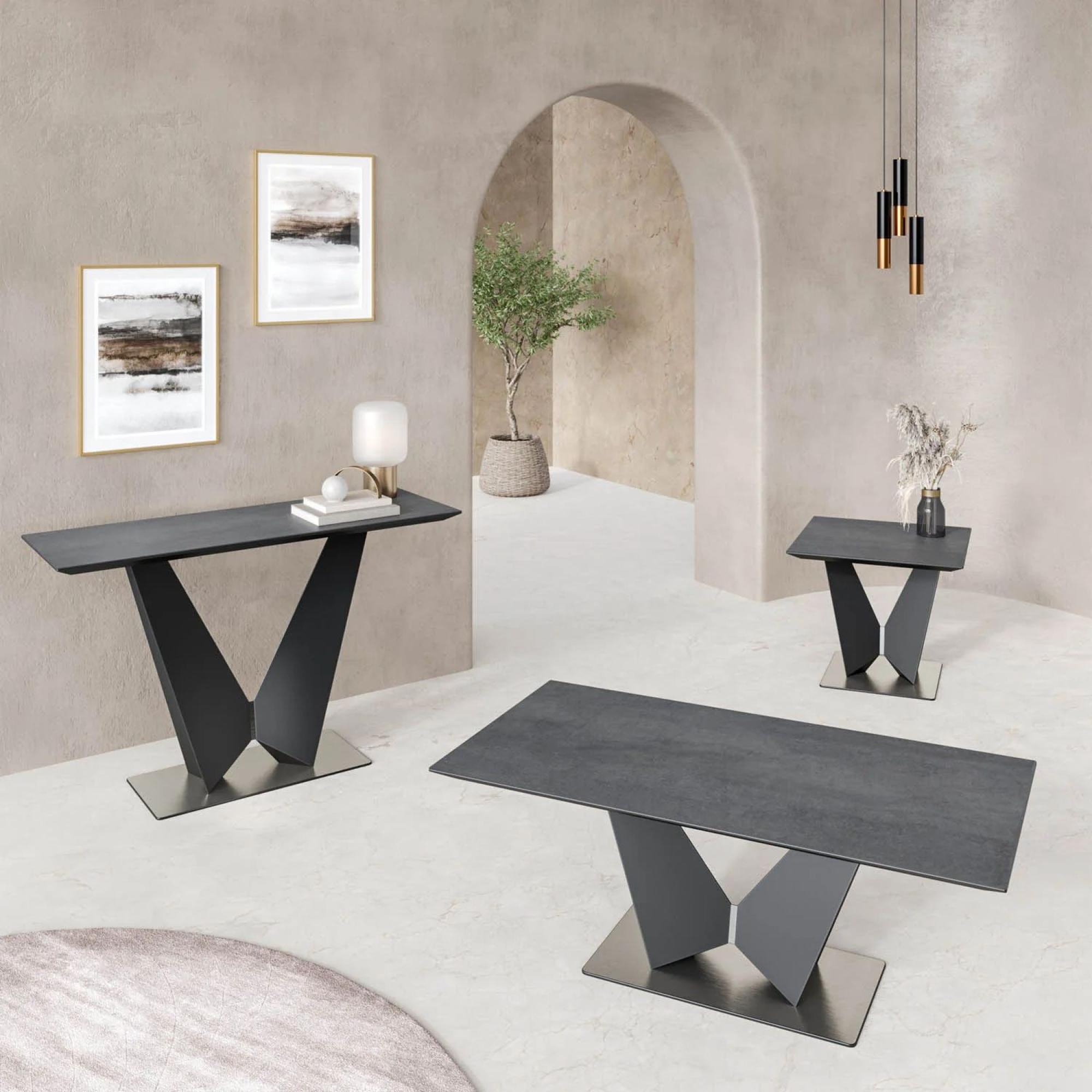 Product photograph of New Westin Dark Grey Ceramic 120cm Coffee Table from Choice Furniture Superstore.