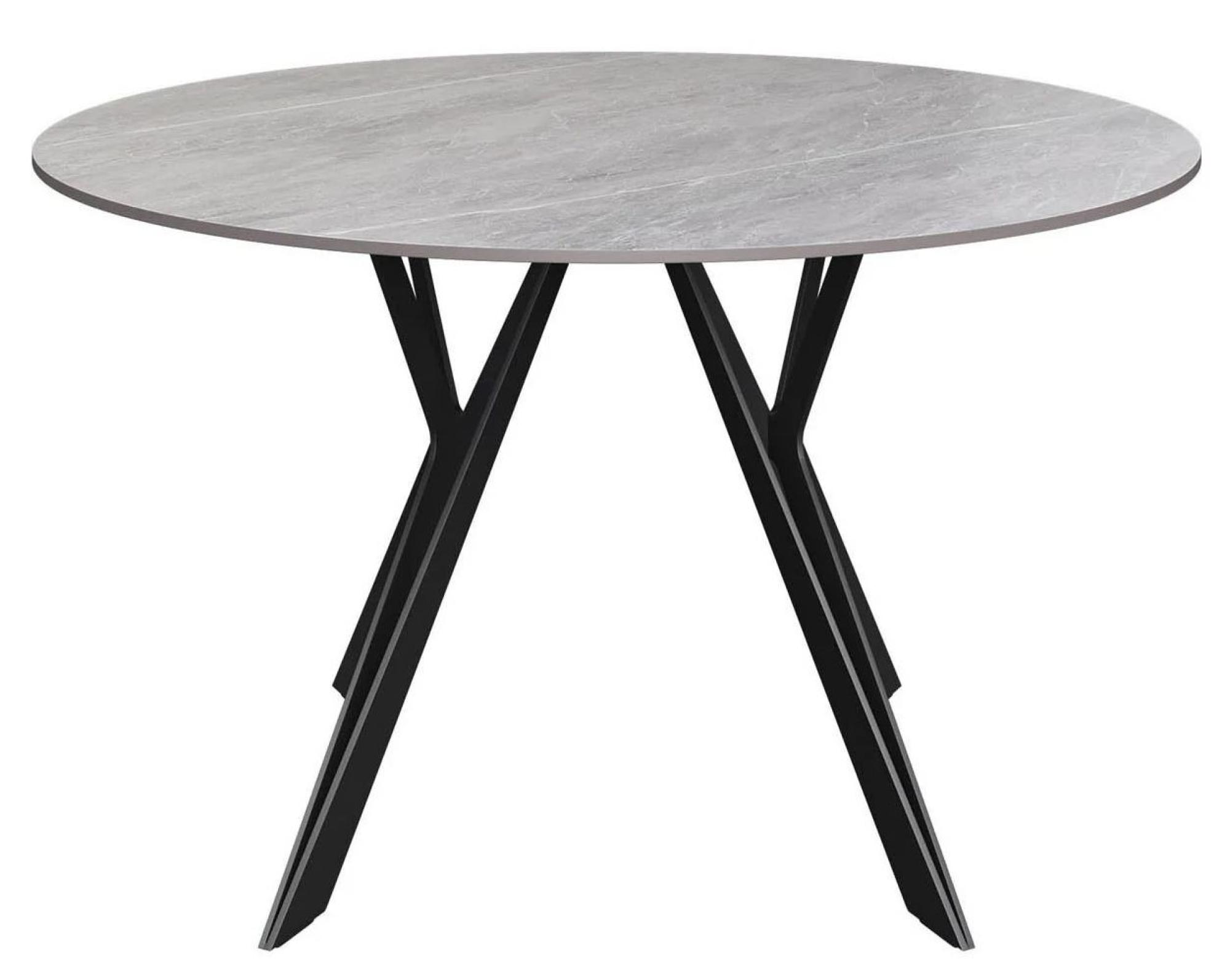 Product photograph of Murano Grey Ceramic 4 Seater Round Dining Table With Black Metal Base from Choice Furniture Superstore.