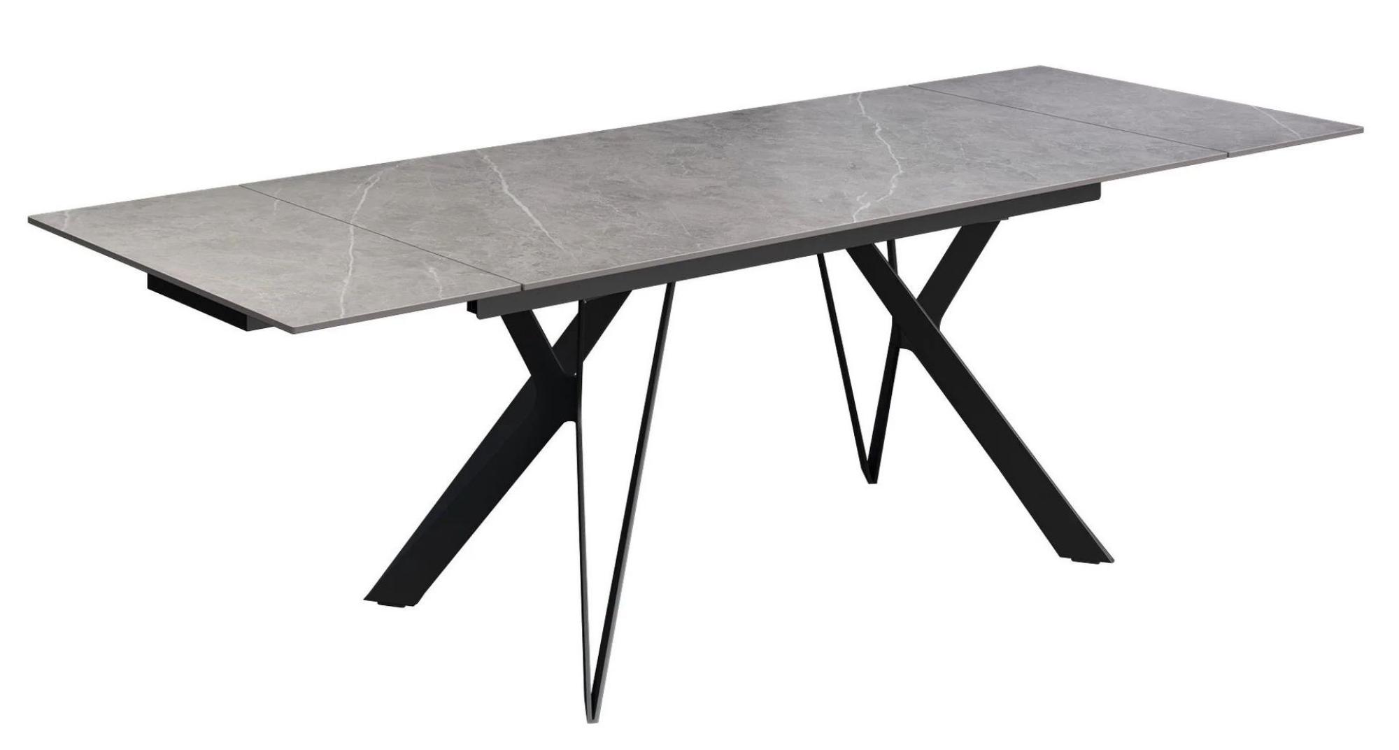 Product photograph of Murano Grey Ceramic 6-10 Seater Extending Dining Table With Black Metal Base from Choice Furniture Superstore.