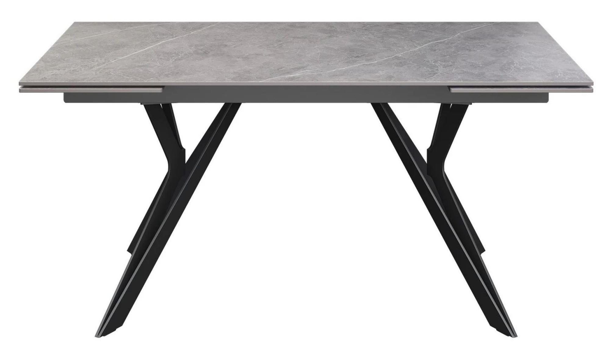 Product photograph of Murano Grey Ceramic 6-10 Seater Extending Dining Table With Black Metal Base from Choice Furniture Superstore.