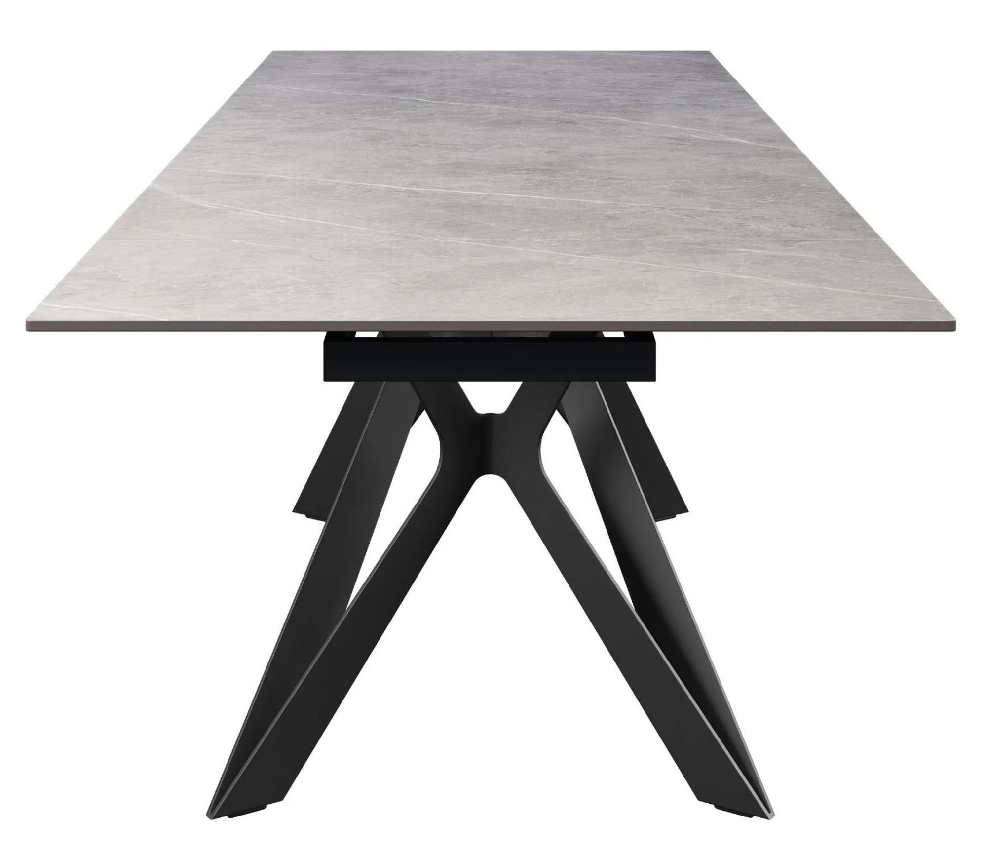 Product photograph of Murano Grey Ceramic 6-10 Seater Extending Dining Table With Black Metal Base from Choice Furniture Superstore.