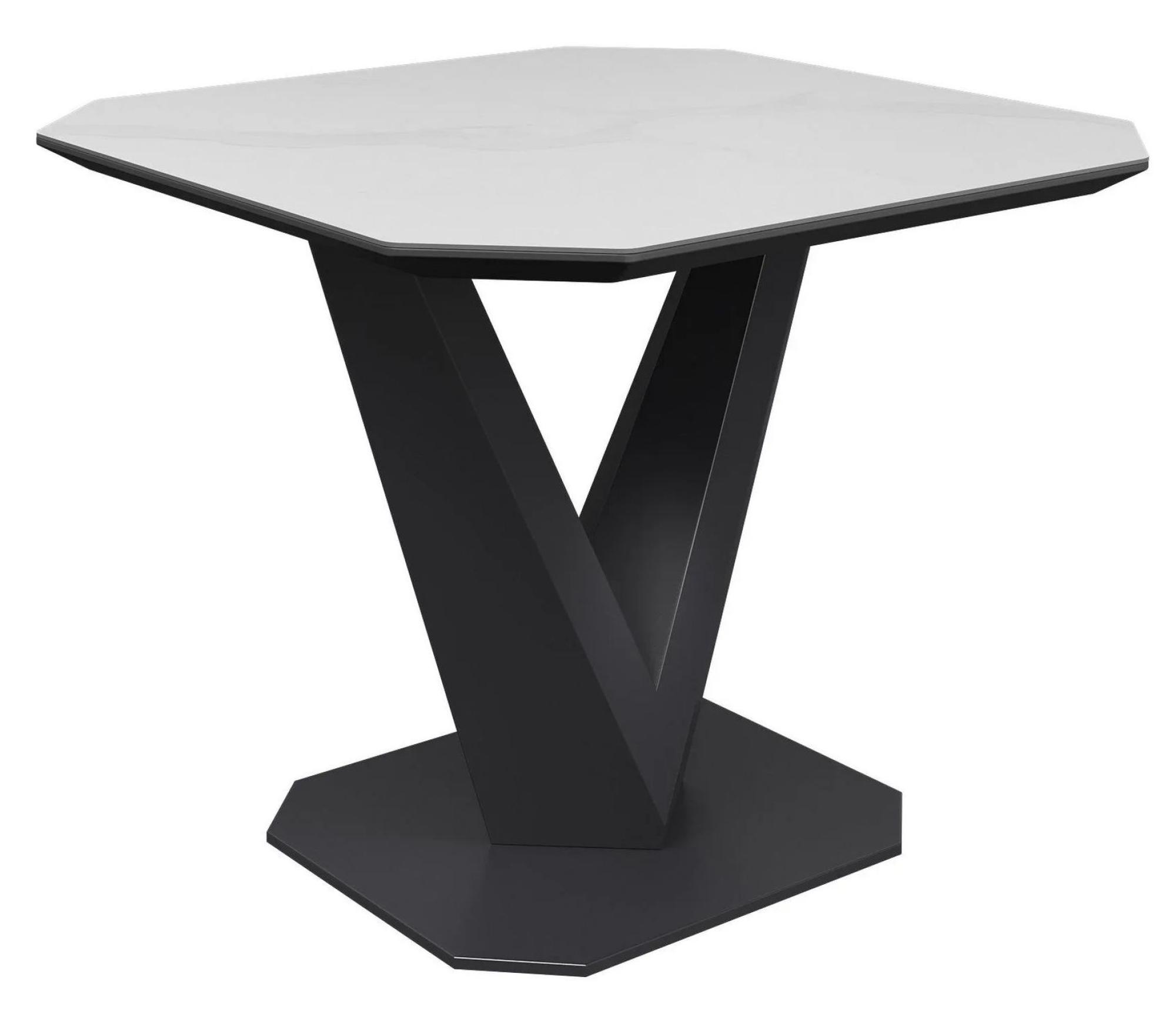 Product photograph of Vizarri White Ceramic Square Side Table With V Pedestal Base from Choice Furniture Superstore.