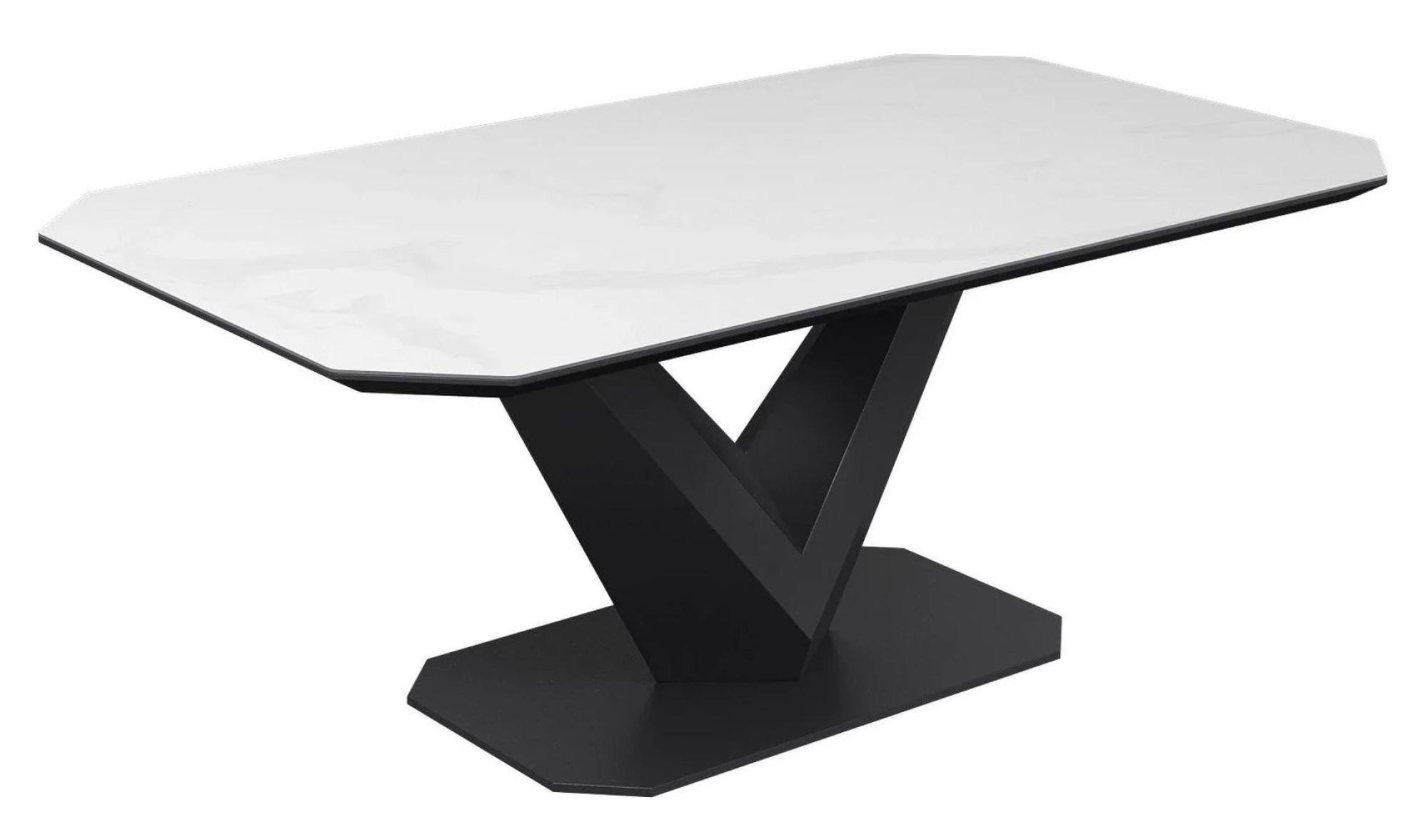 Product photograph of Vizarri White Ceramic Coffee Table With V Pedestal Base from Choice Furniture Superstore.