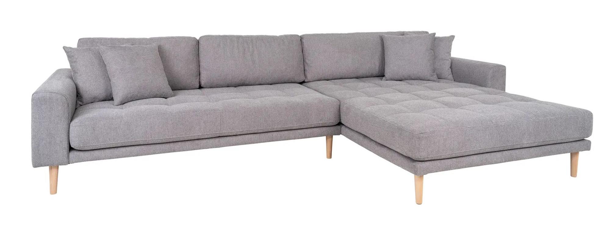Product photograph of Datto Light Grey Fabric Right Hand Facing Lounge Sofa With Natural Legs from Choice Furniture Superstore.
