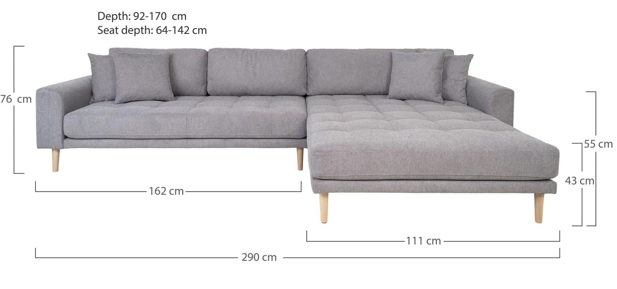 Product photograph of Datto Light Grey Fabric Right Hand Facing Lounge Sofa With Natural Legs from Choice Furniture Superstore.