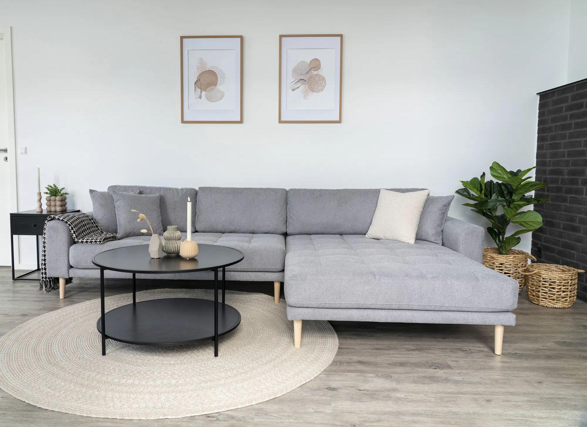 Product photograph of Datto Light Grey Fabric Right Hand Facing Lounge Sofa With Natural Legs from Choice Furniture Superstore.