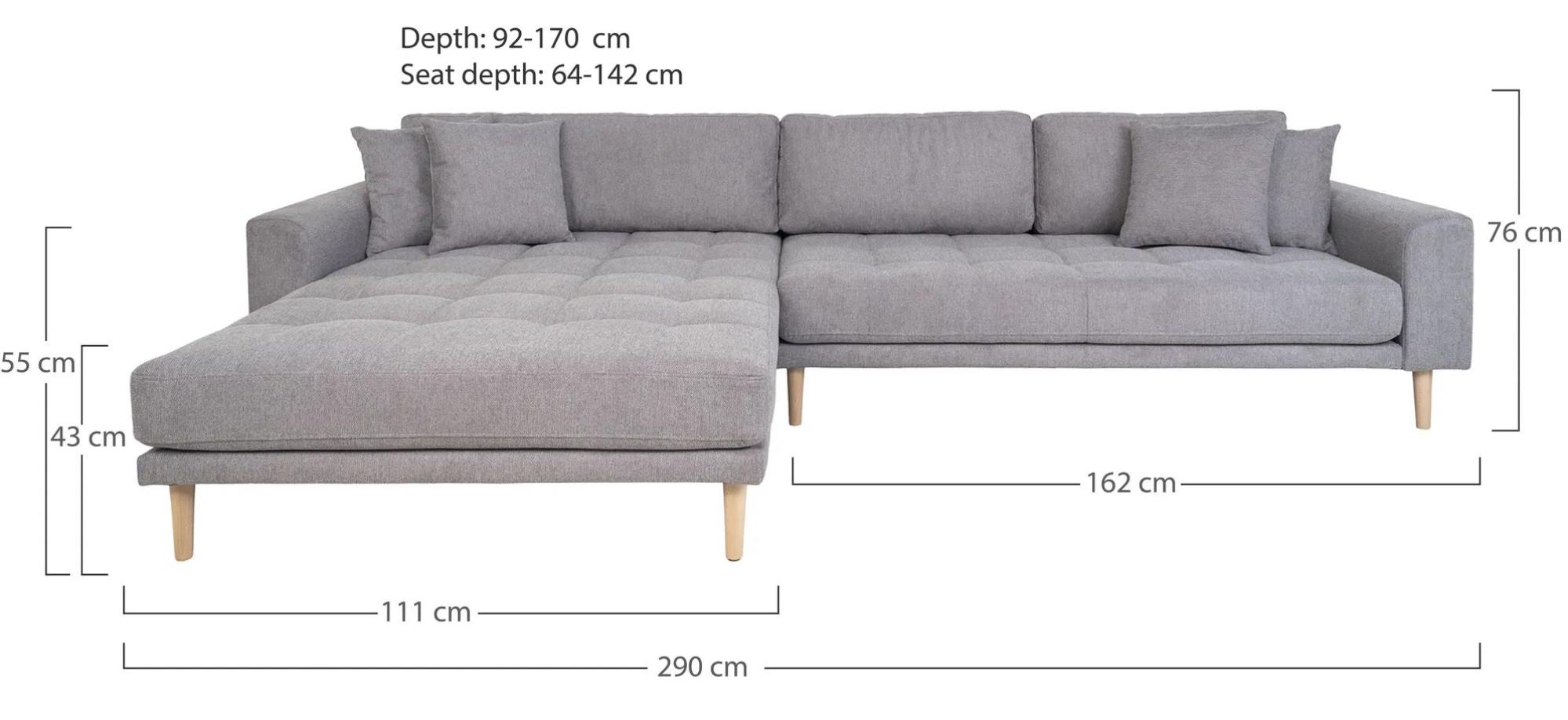 Product photograph of Datto Light Grey Fabric Left Hand Facing Lounge Sofa With Natural Legs from Choice Furniture Superstore.