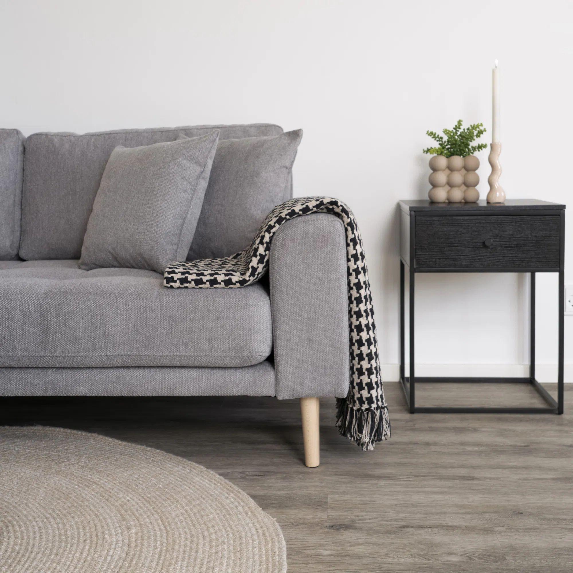 Product photograph of Datto Light Grey Fabric Left Hand Facing Lounge Sofa With Natural Legs from Choice Furniture Superstore.
