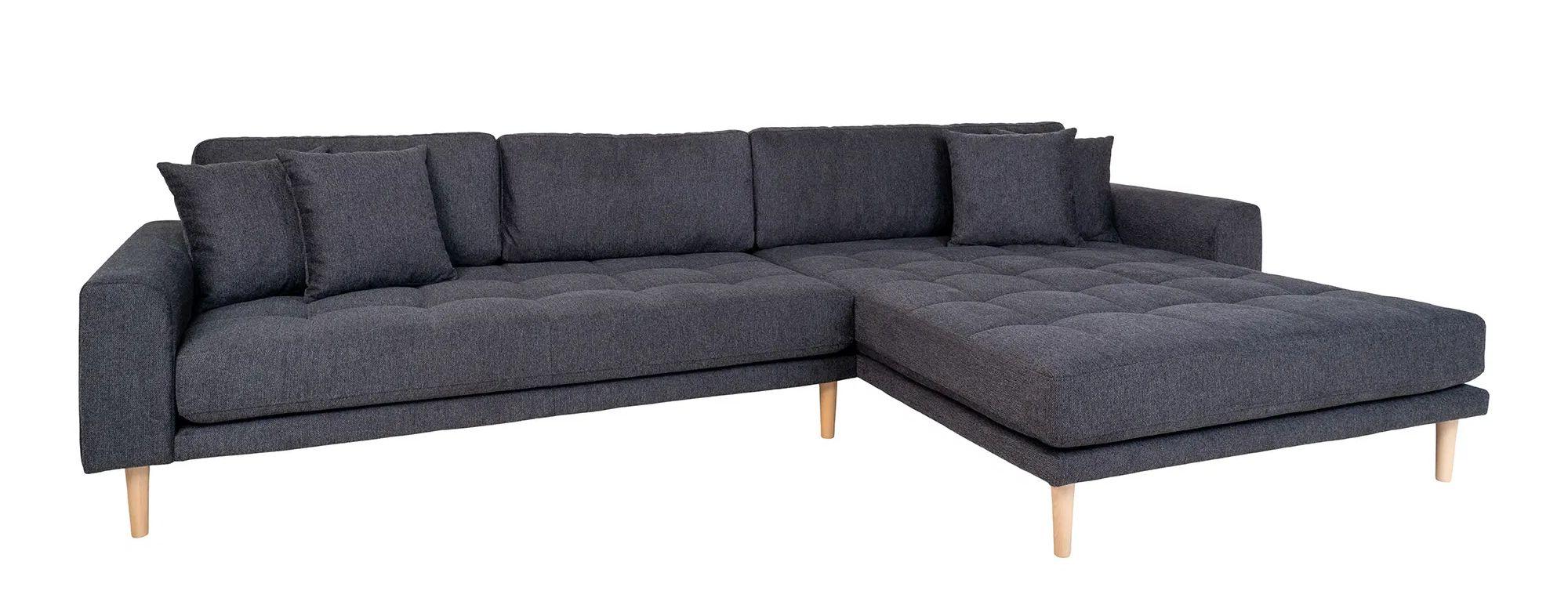 Product photograph of Datto Dark Grey Fabric Right Hand Facing Lounge Sofa With Natural Legs from Choice Furniture Superstore.
