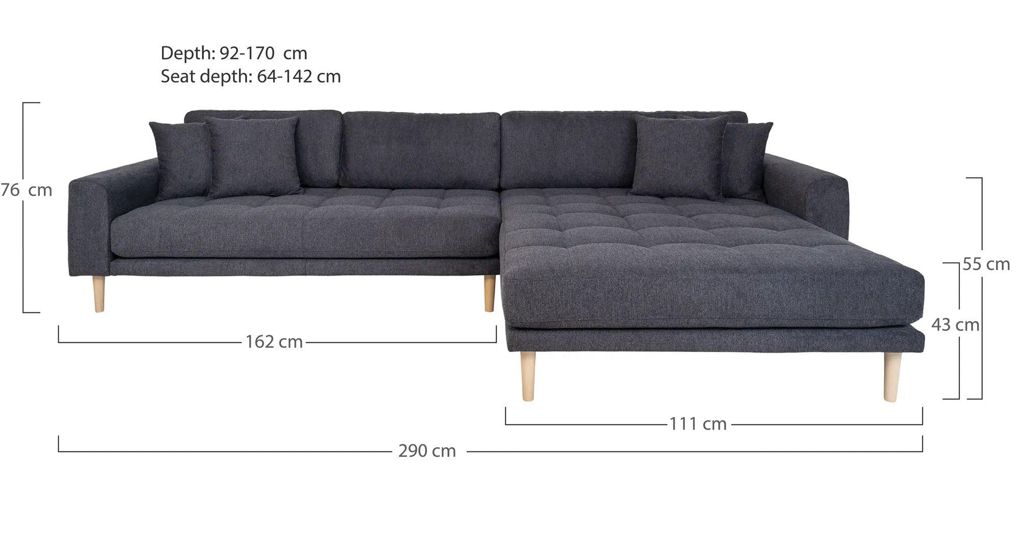 Product photograph of Datto Dark Grey Fabric Right Hand Facing Lounge Sofa With Natural Legs from Choice Furniture Superstore.