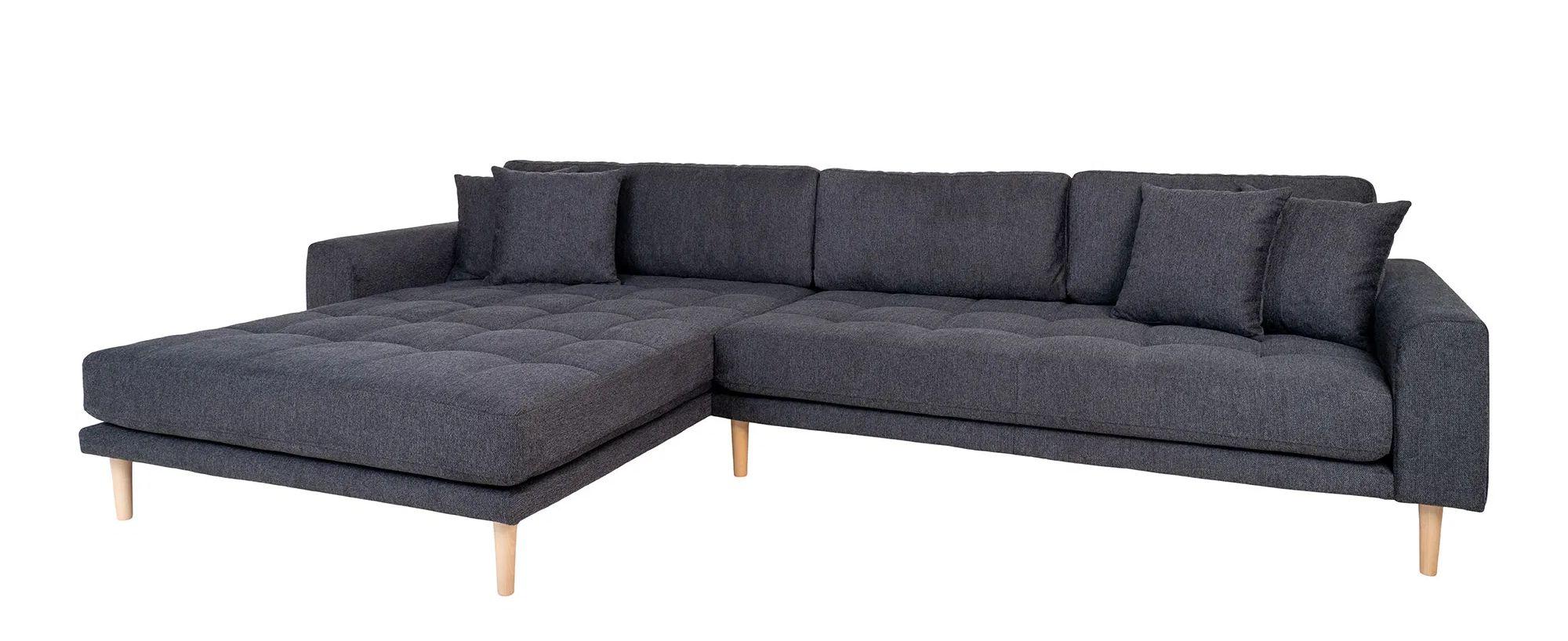 Product photograph of Datto Dark Grey Fabric Left Hand Facing Lounge Sofa With Natural Legs from Choice Furniture Superstore.