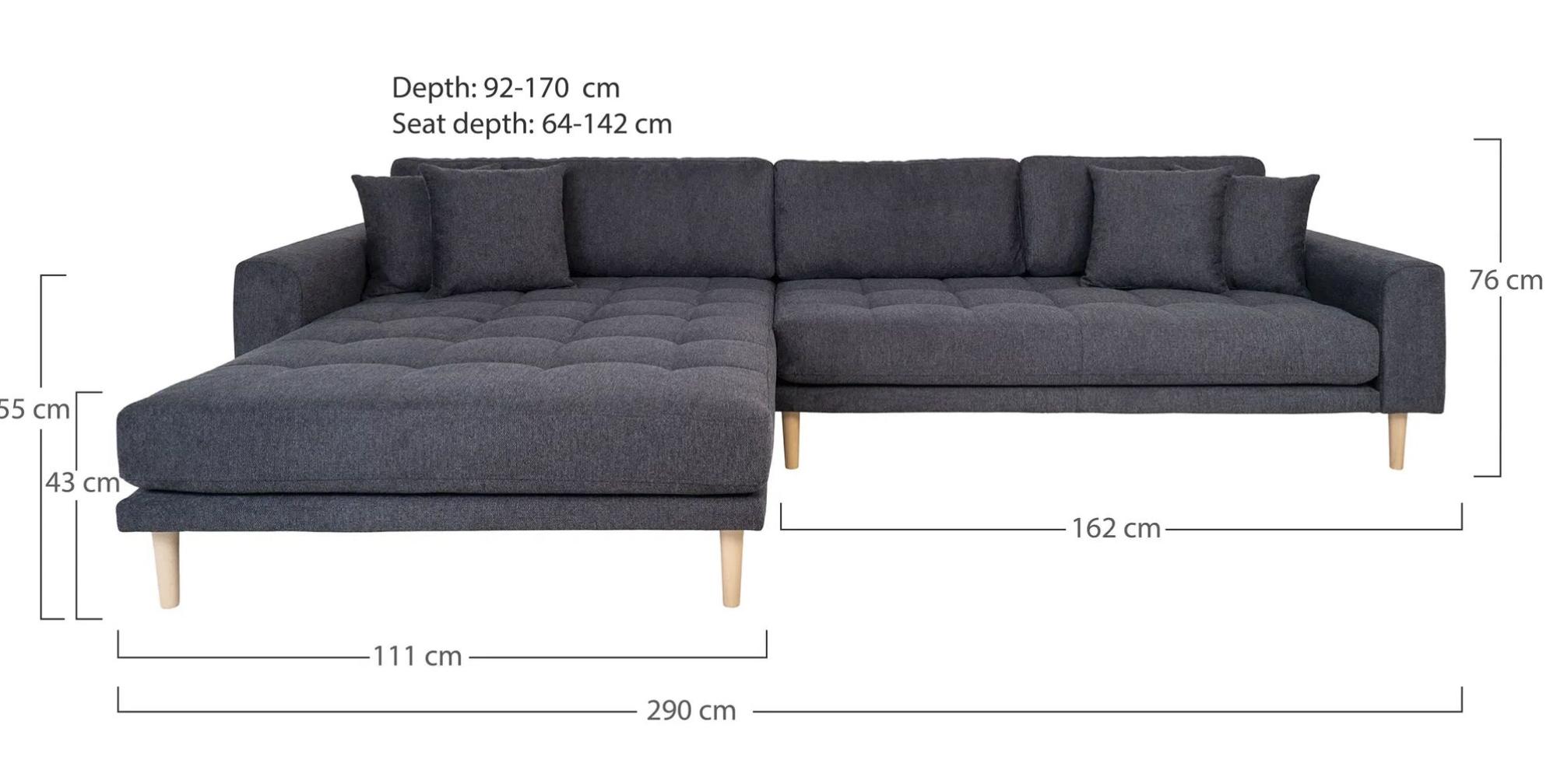 Product photograph of Datto Dark Grey Fabric Left Hand Facing Lounge Sofa With Natural Legs from Choice Furniture Superstore.