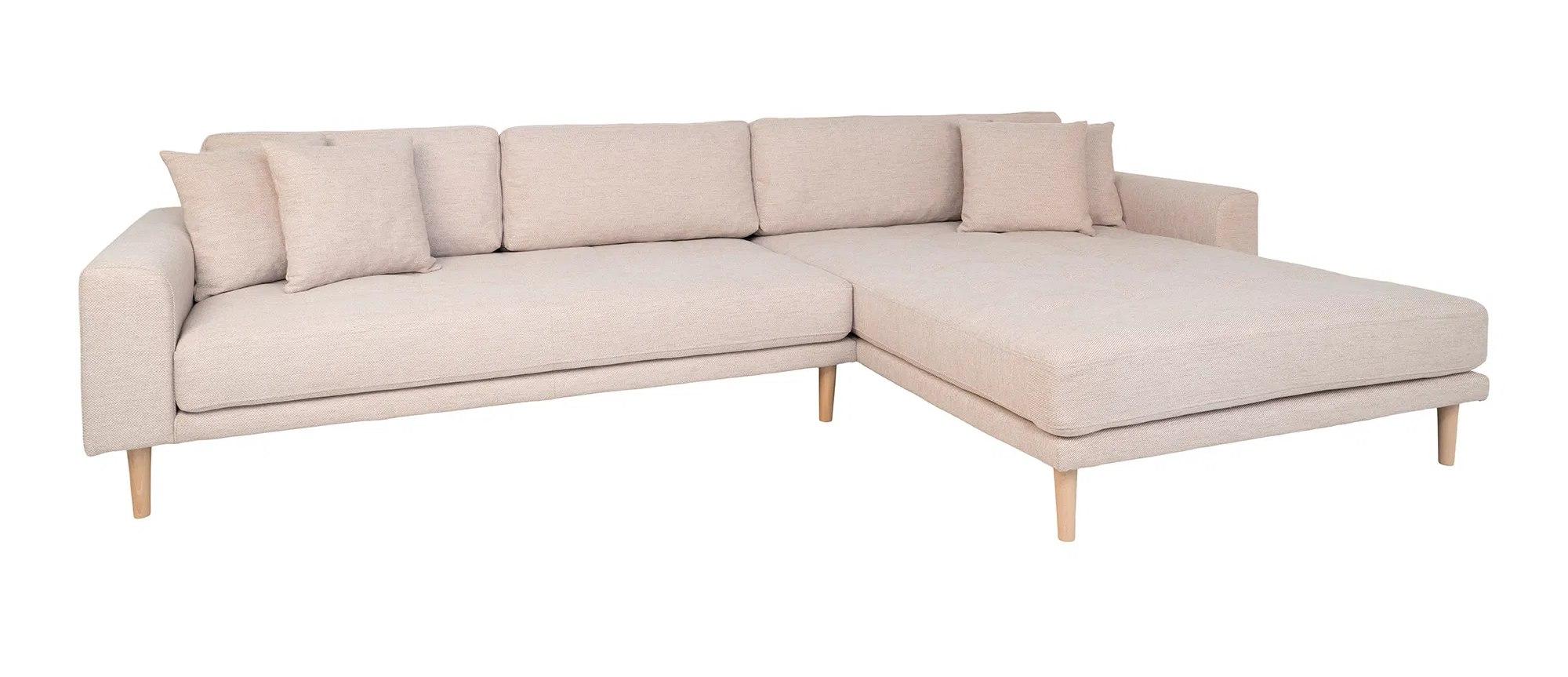Product photograph of Datto Sand Fabric Right Hand Facing Lounge Sofa With Natural Legs from Choice Furniture Superstore.