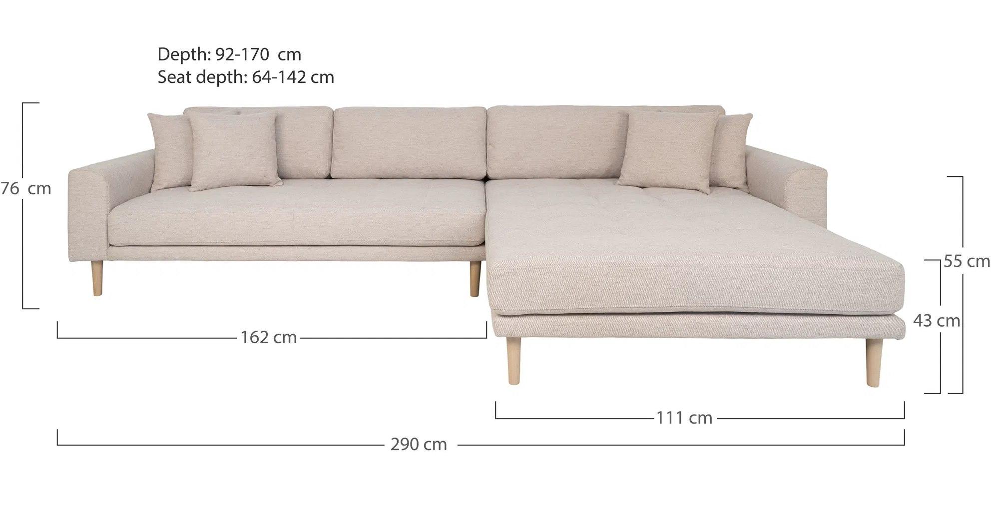 Product photograph of Datto Sand Fabric Right Hand Facing Lounge Sofa With Natural Legs from Choice Furniture Superstore.
