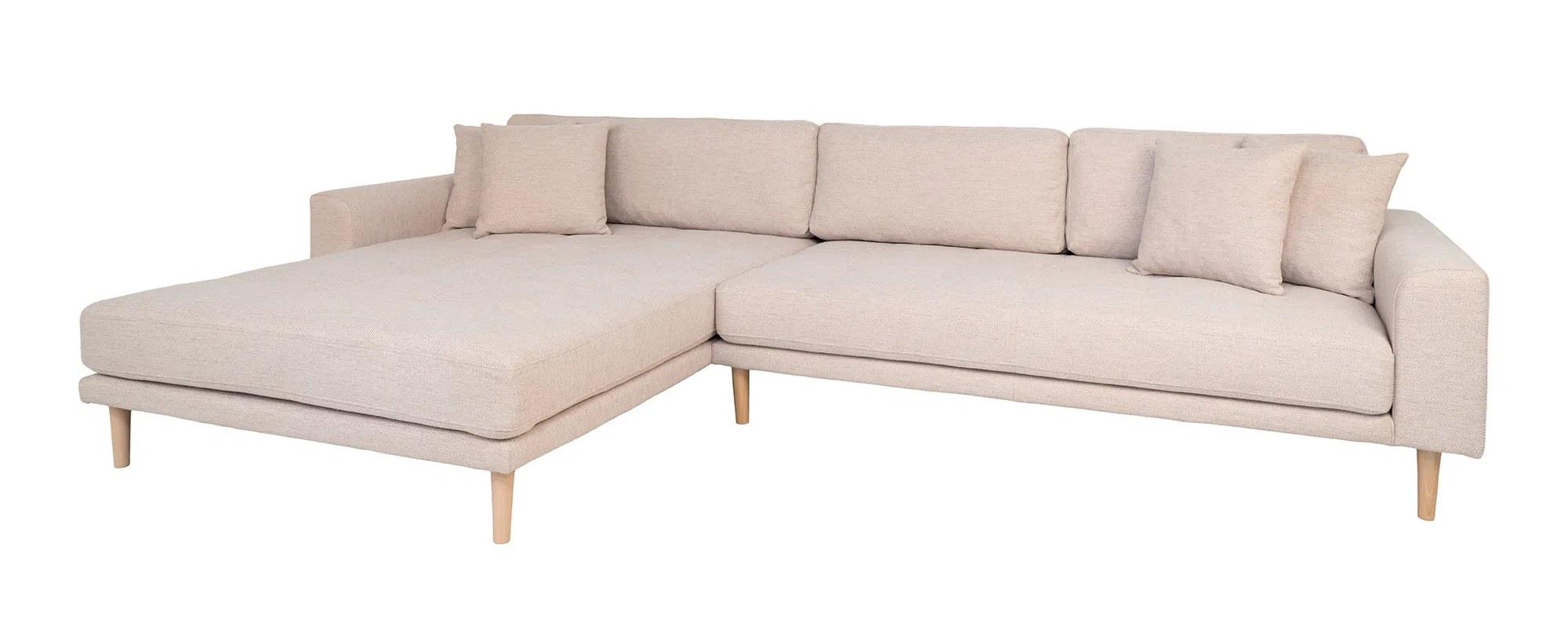 Product photograph of Datto Sand Fabric Left Hand Facing Lounge Sofa With Natural Legs from Choice Furniture Superstore.