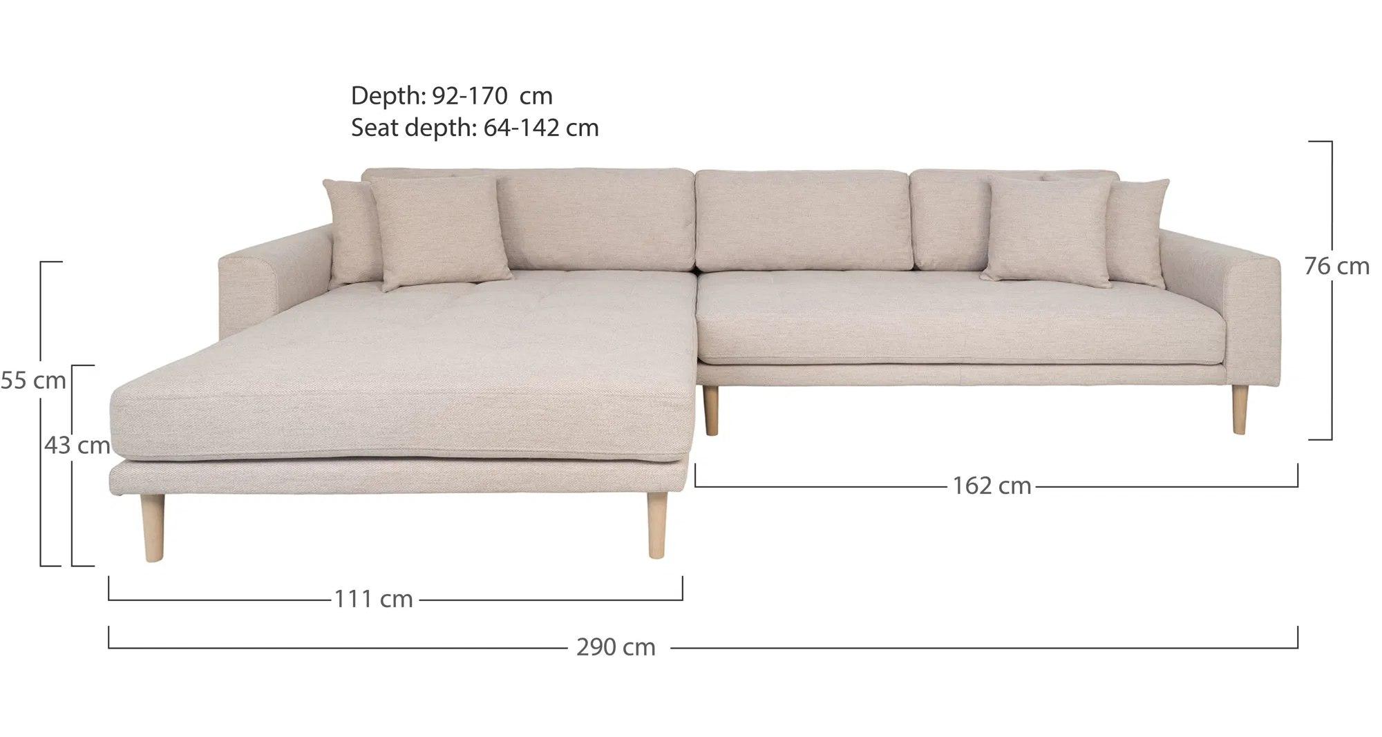 Product photograph of Datto Sand Fabric Left Hand Facing Lounge Sofa With Natural Legs from Choice Furniture Superstore.