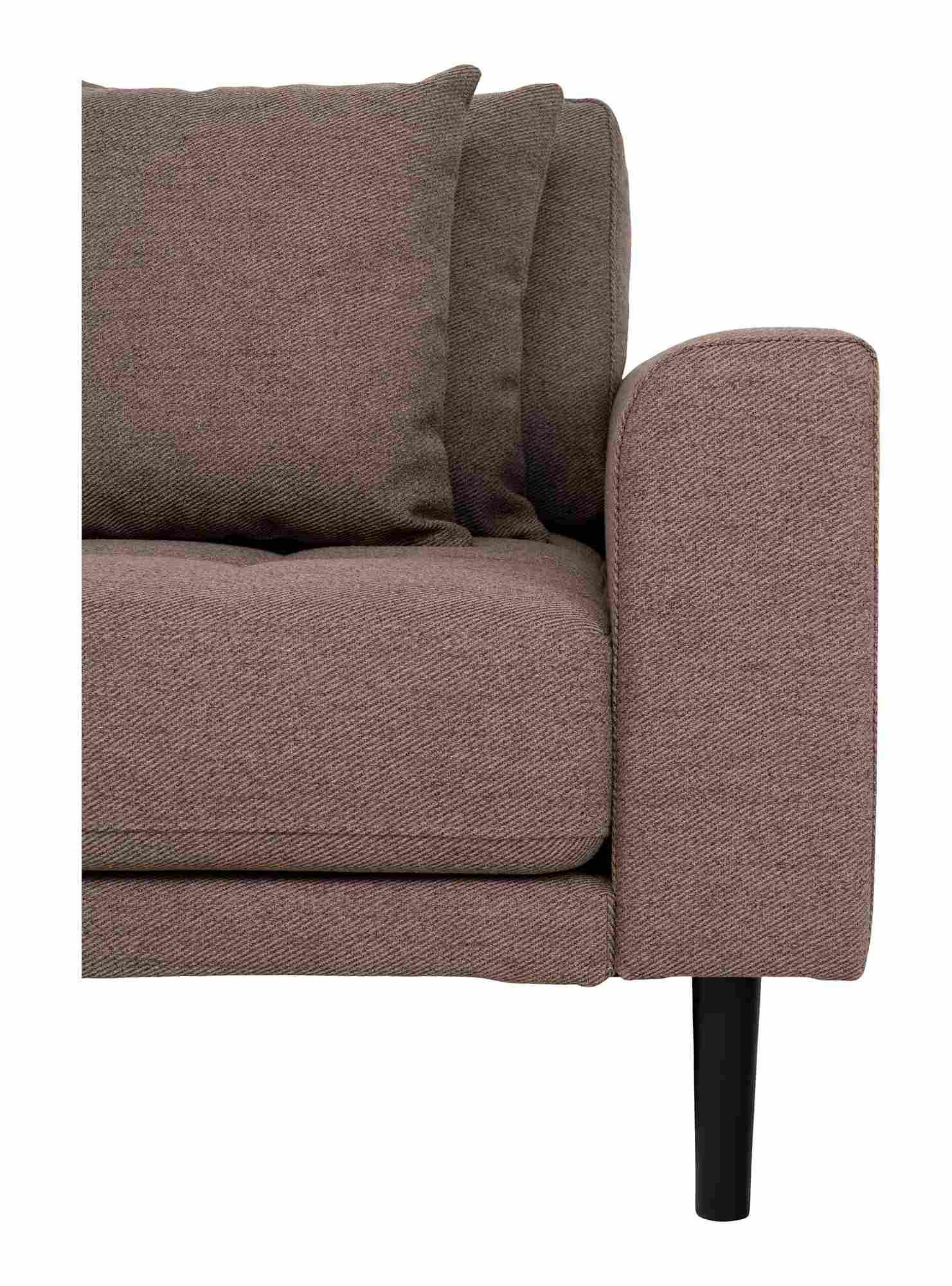 Product photograph of Datto Brown Fabric Left Hand Facing Lounge Sofa With Black Legs from Choice Furniture Superstore.