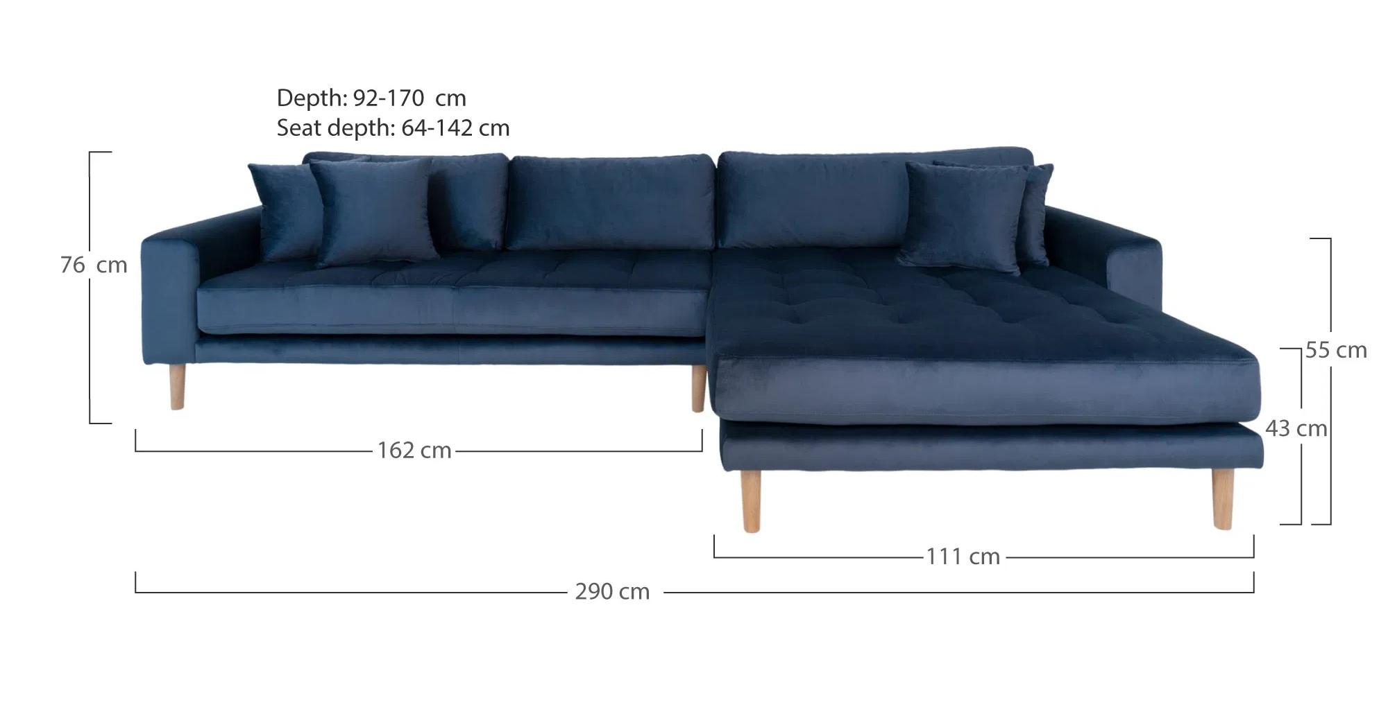 Product photograph of Datto Blue Fabric Right Hand Facing Lounge Sofa With Natural Legs from Choice Furniture Superstore.